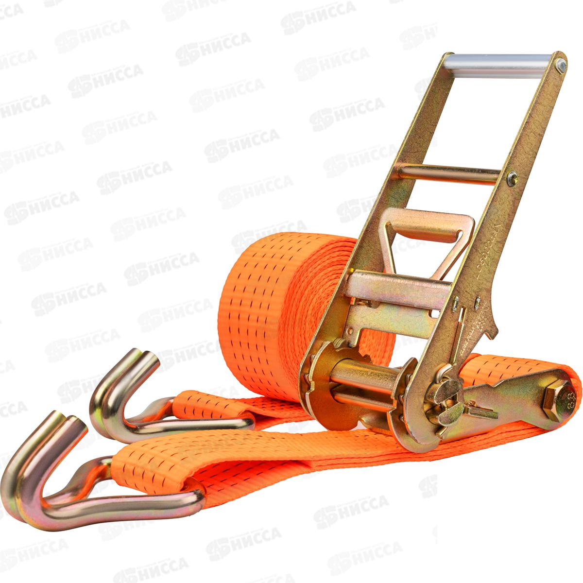 Стяжка груза 20,0т  6,0м SKYWAY STAFF 80мм оранжевый храповый механизм с крюками полиэстер