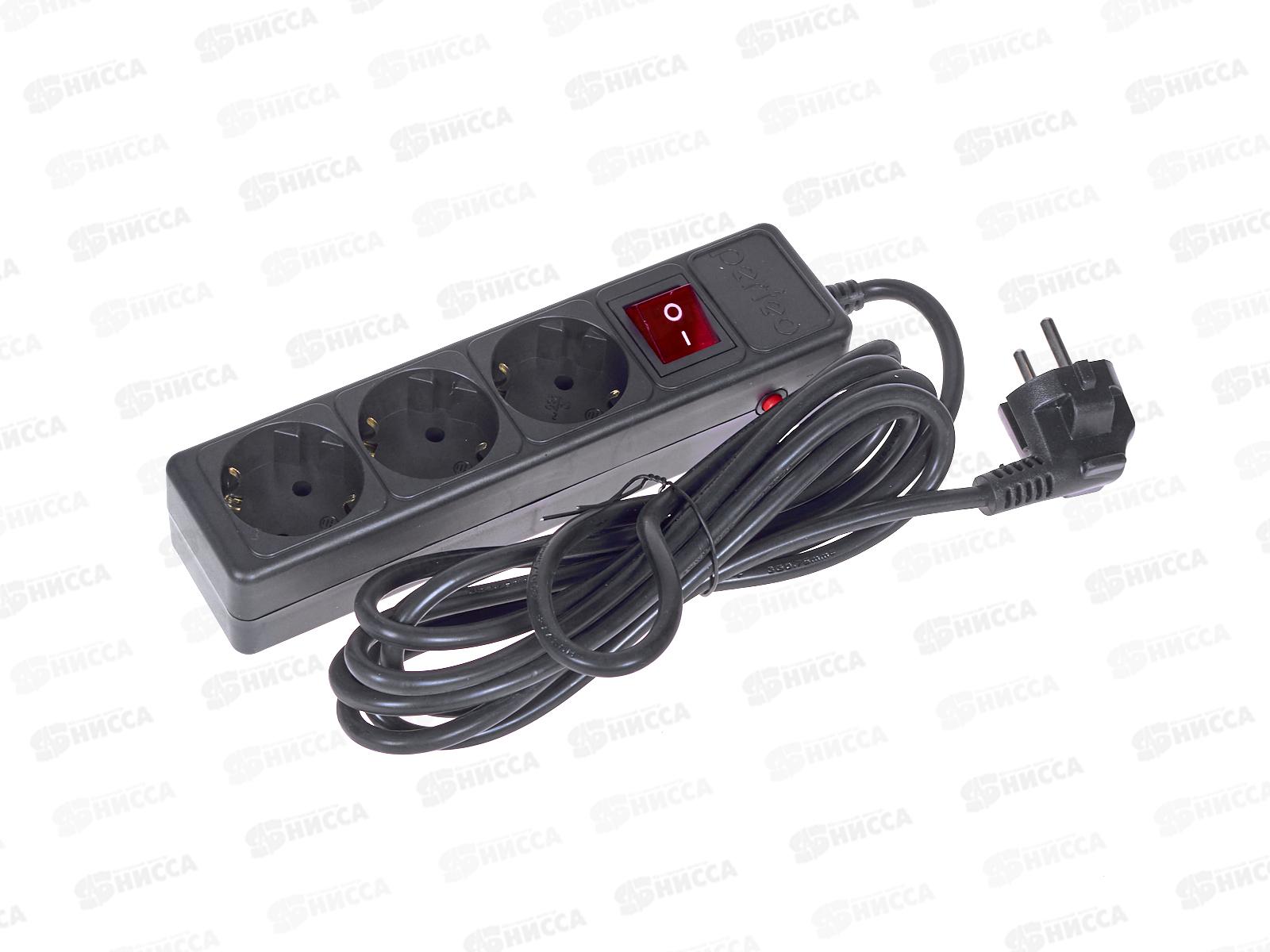 Сетевой фильтр Perfeo &quotPOWER+&quot  3м, 3 розетки, черный