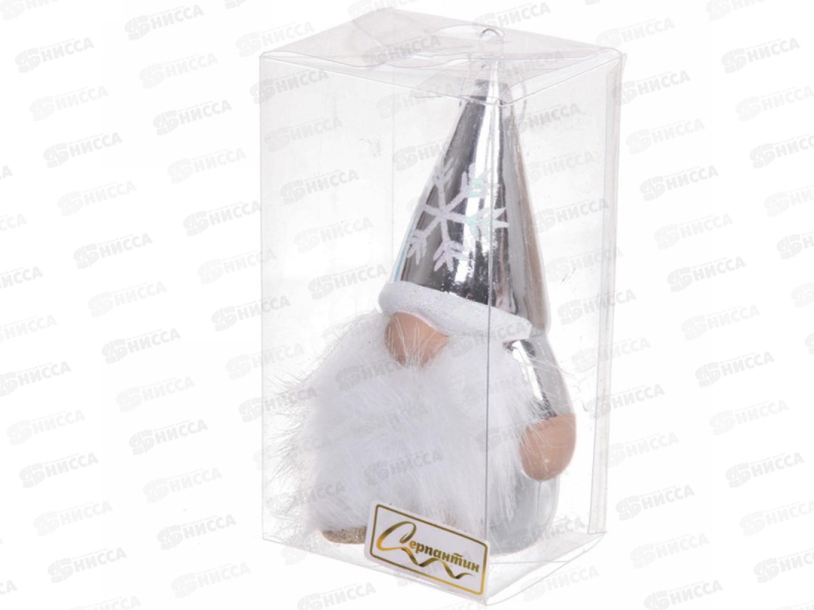 Елочная игрушка Веселый лесовичек 6,5*5,5*13см серебро 916-0706