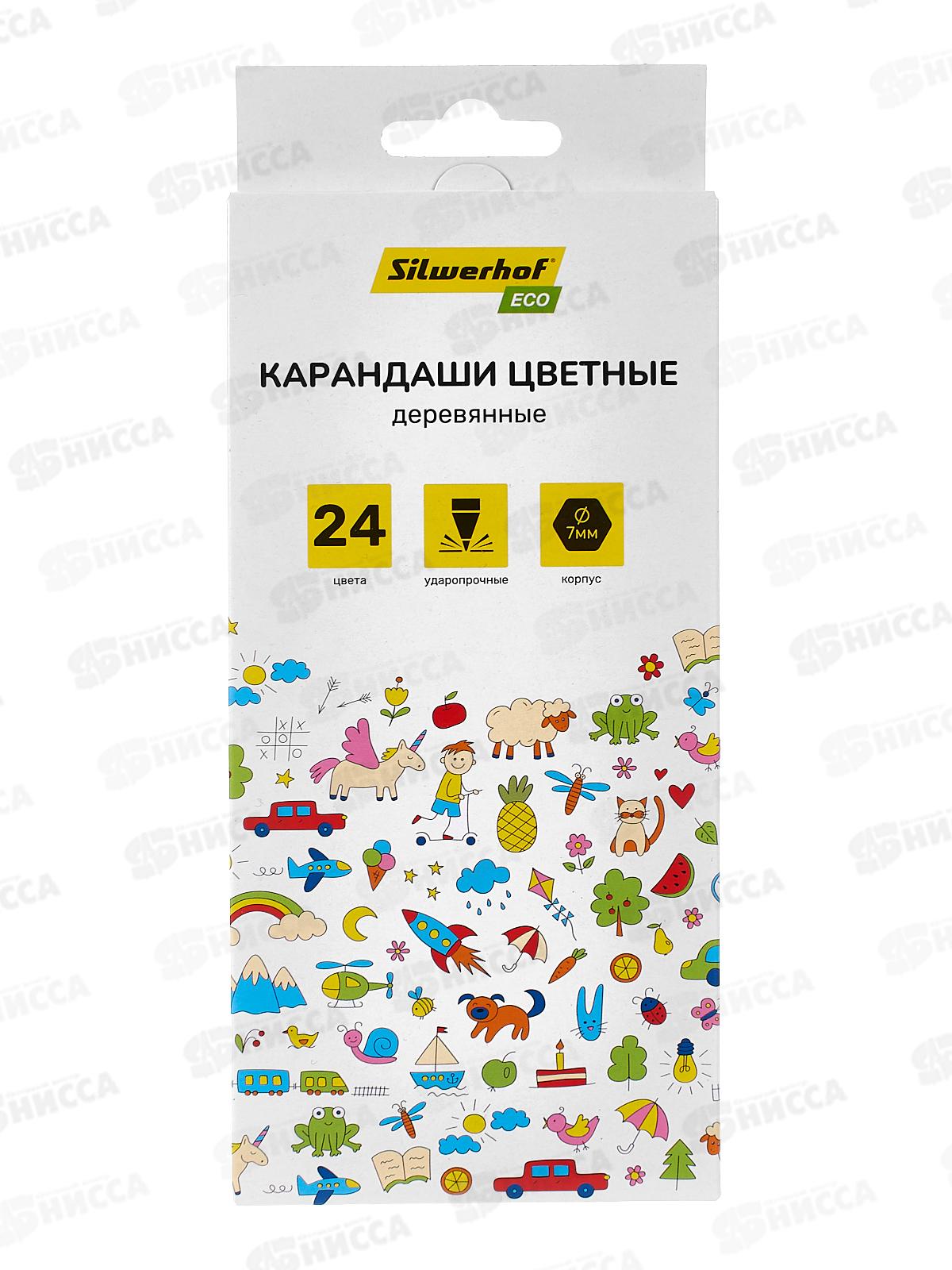 Карандаши 24цв SILWERHOF Eco к/у, 2090706  *6/90