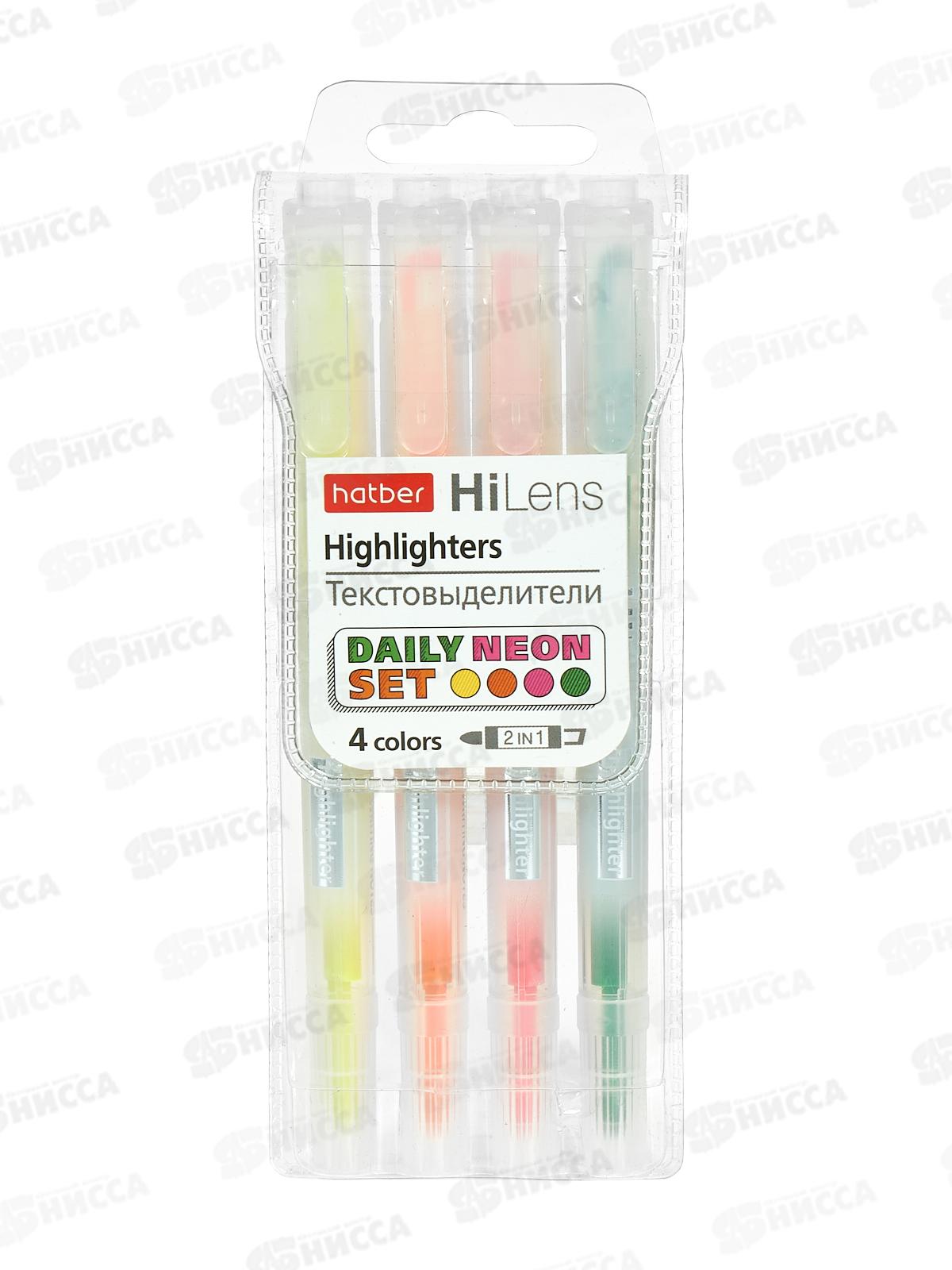 Маркеры Hatber текст. 4цв., Hi-Lens NEON 2-сторонний 066141 *24