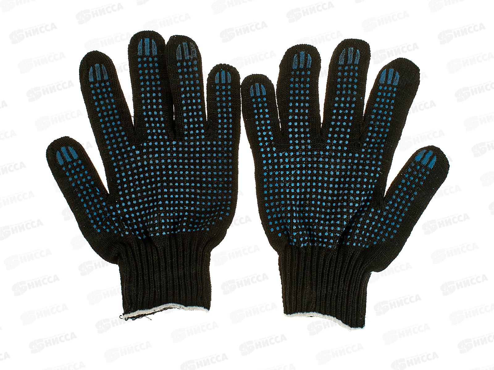 Перчатки хлопчатобумажные с ПВХ точка, черные, 6н, 10кл, од/овер, 10/300