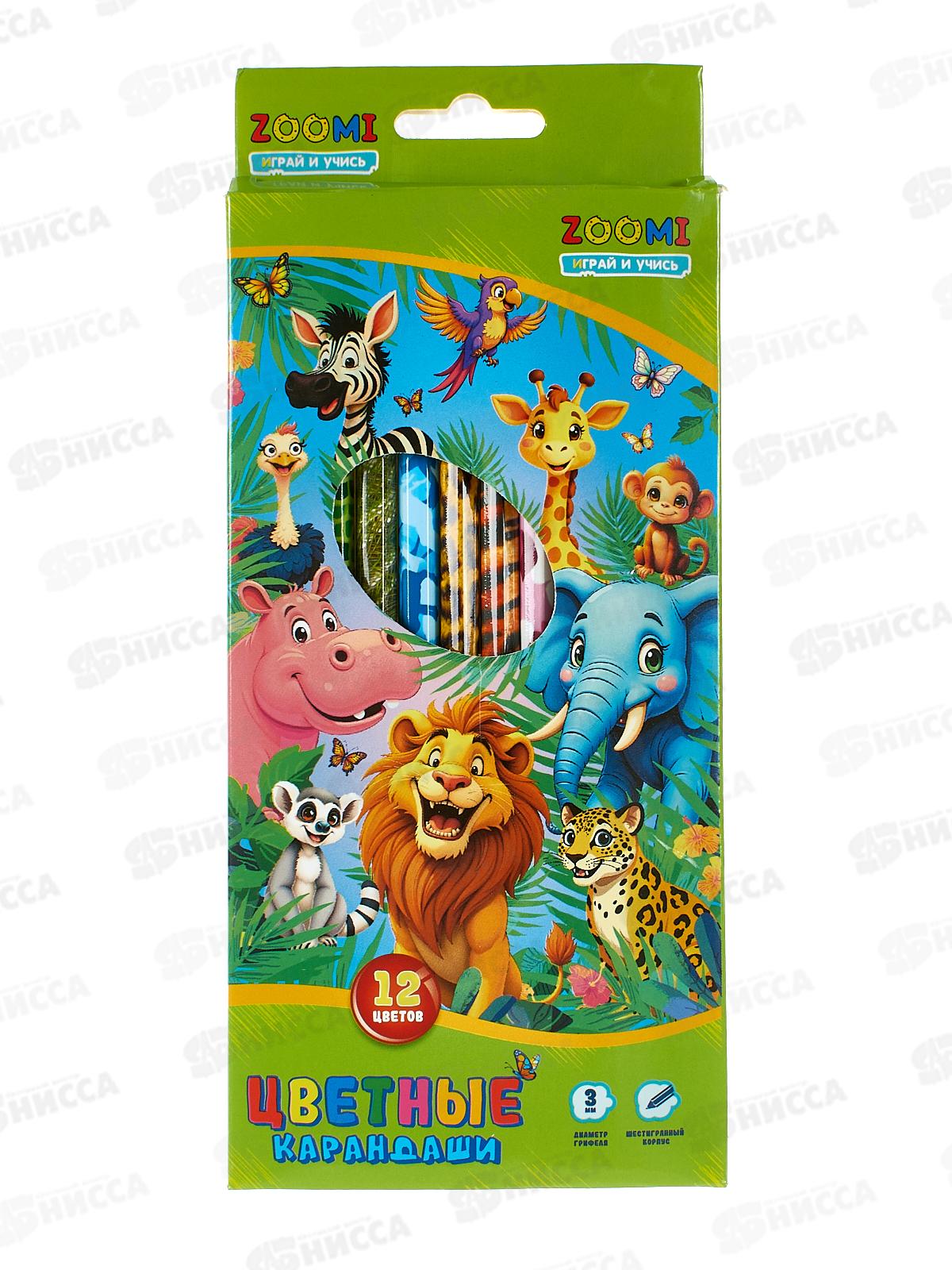 Карандаши 12цв Alingar ZOOMI Джунгли, ZM507-12*12