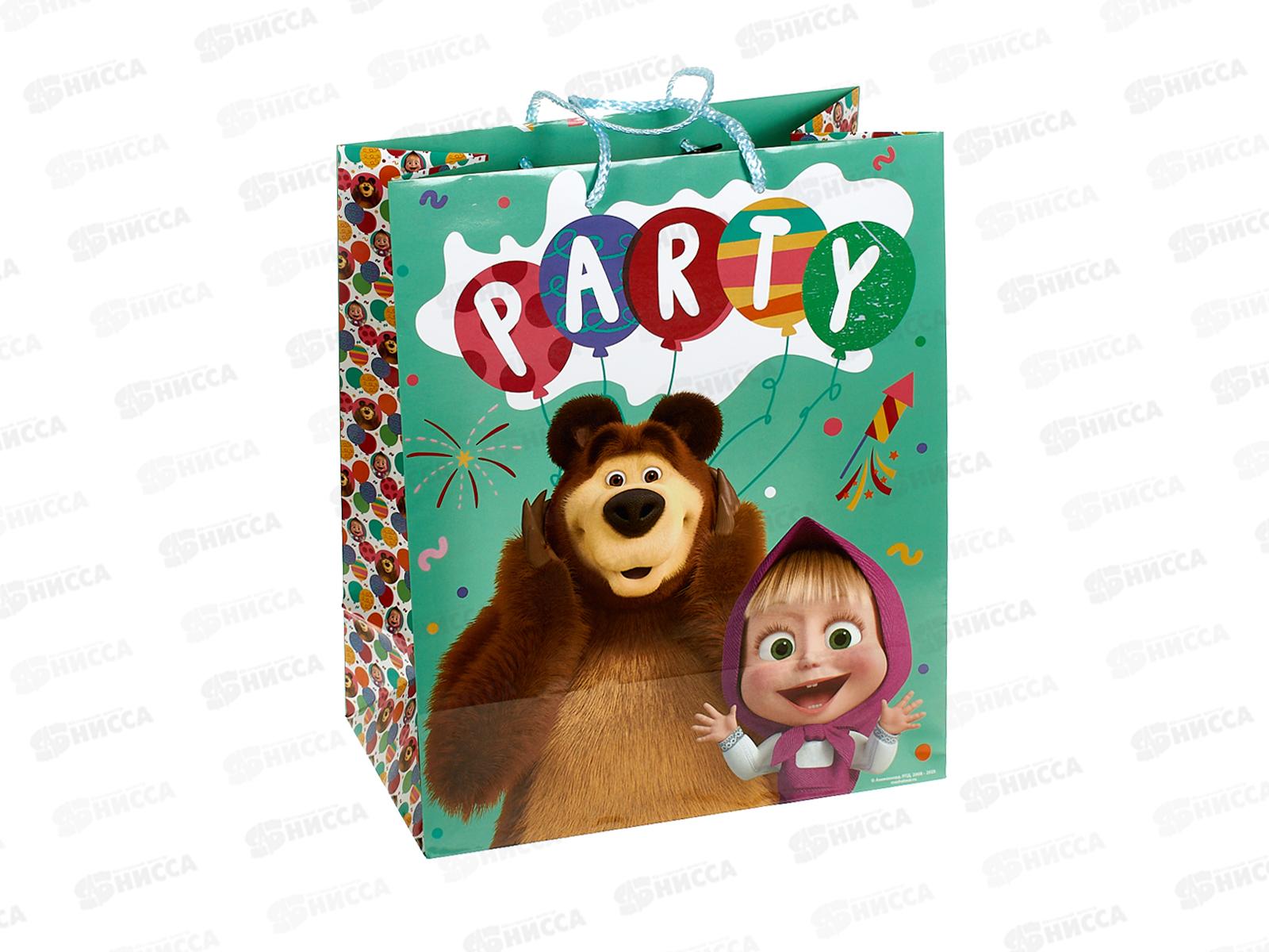 Пакет подарочный 26х32х14см l Глянцевый Маша и Медведь PL-100037-ММ*12