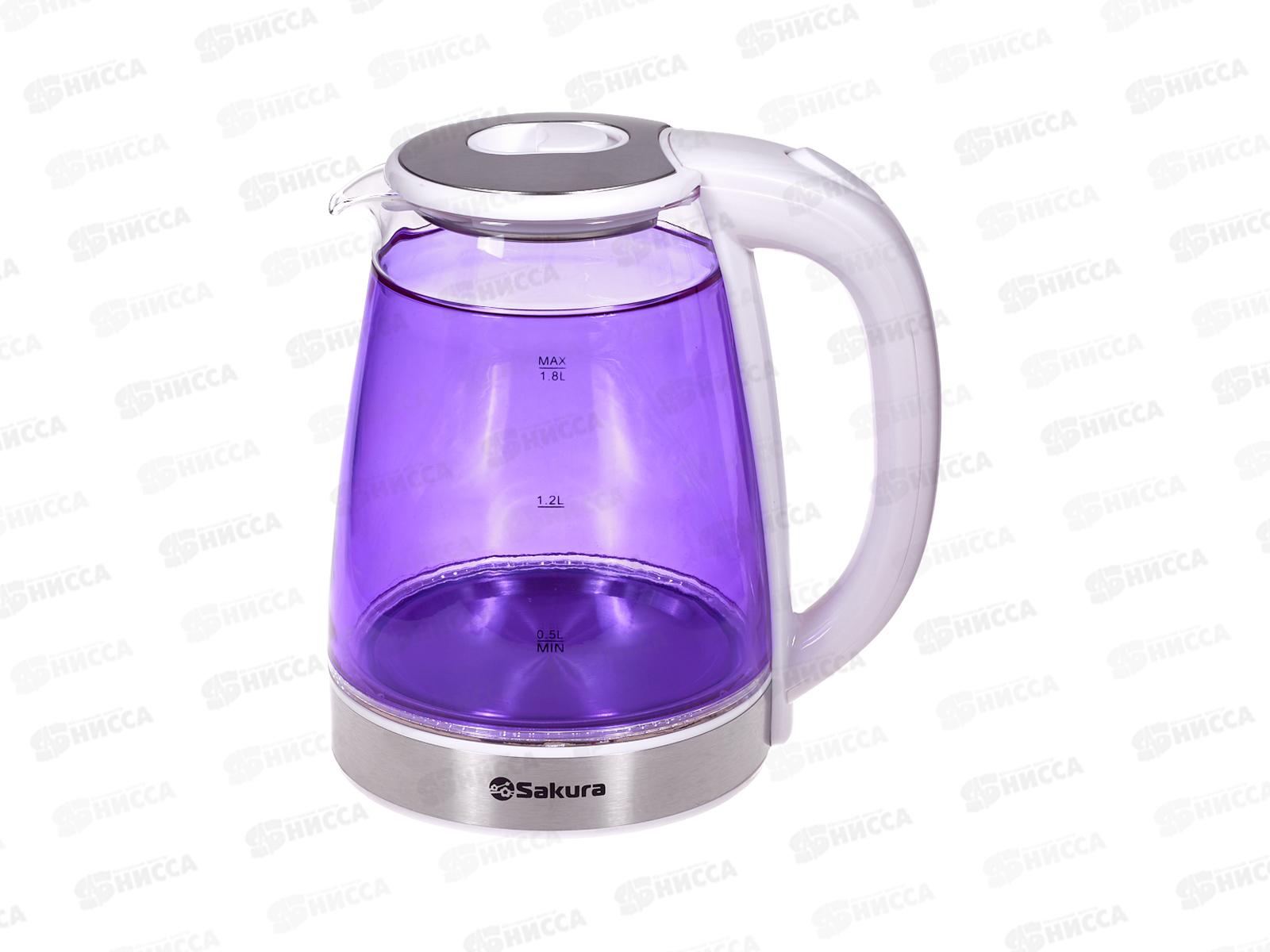 Чайник электр. SA-2744V 1,8л стекло подсветка