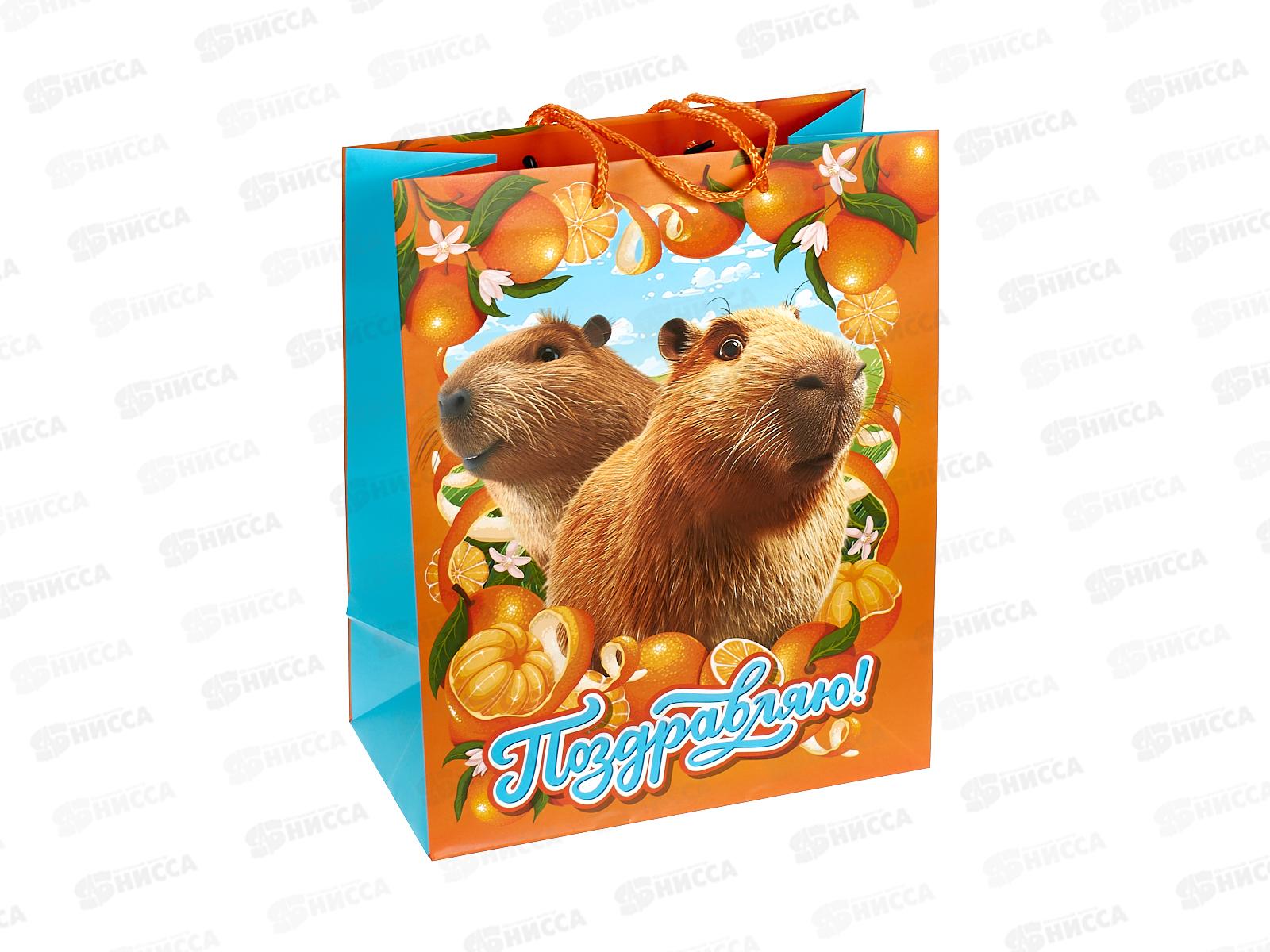 Пакет подарочный 26х32х14см l Матовый Капибара PL-128834-КА *12