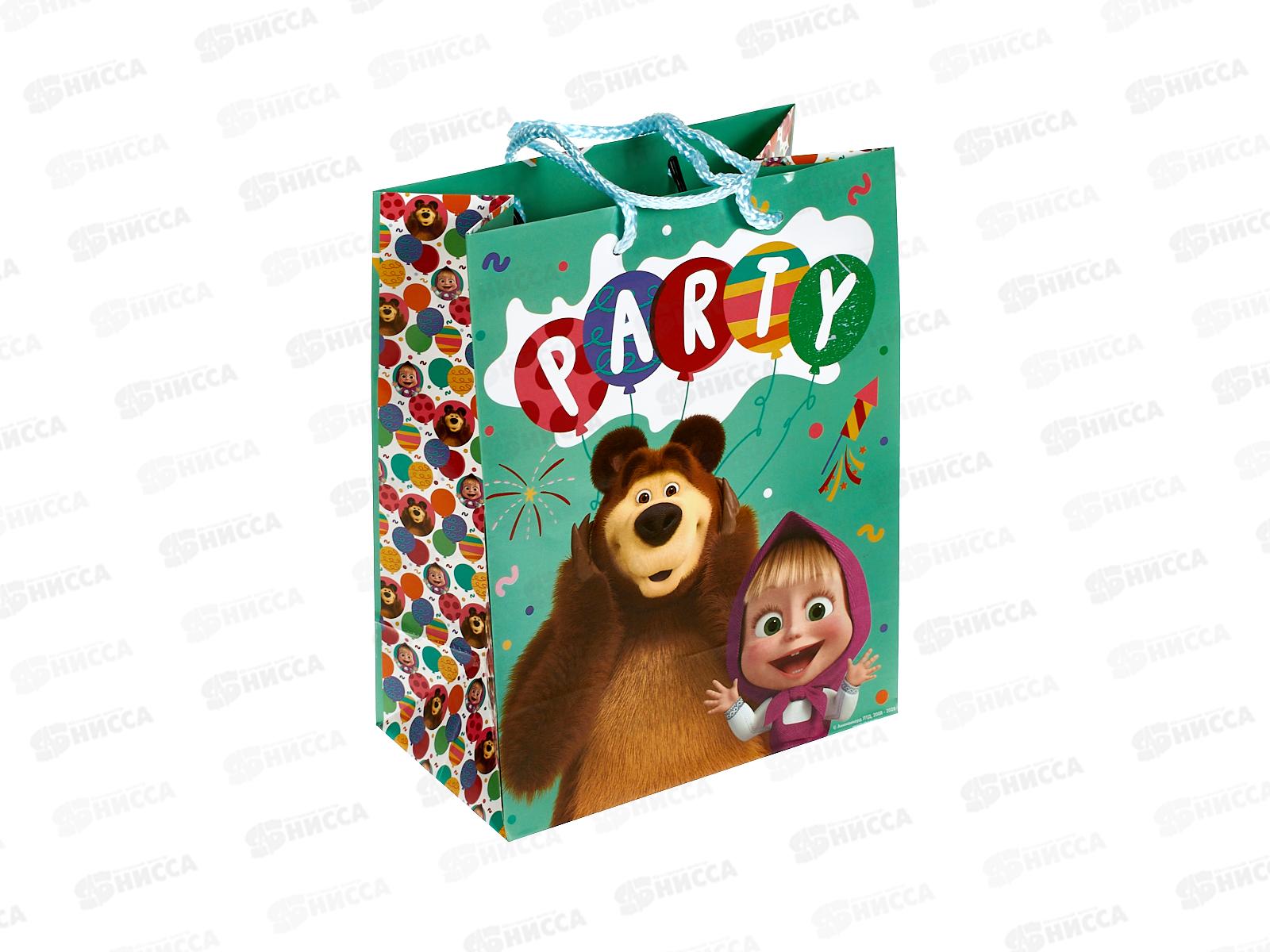 Пакет подарочный 18х23х10см m Глянцевый Маша и Медведь, PM-100033-ММ *12