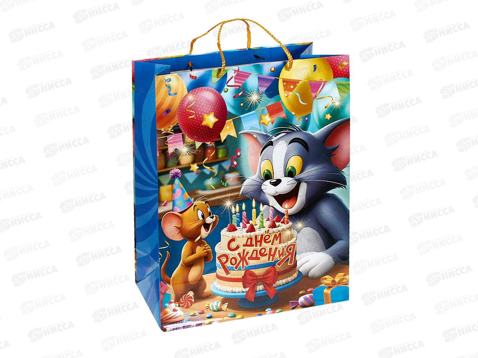Пакет подарочный 33,5х45х15см xl Глянцевый Кот и мышь PXL-130526-TJ*12