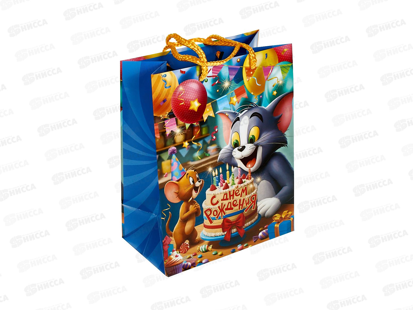 Пакет подарочный 18х23х10см m Глянцевый Кот и мышь, PM-130523-TJ  *12