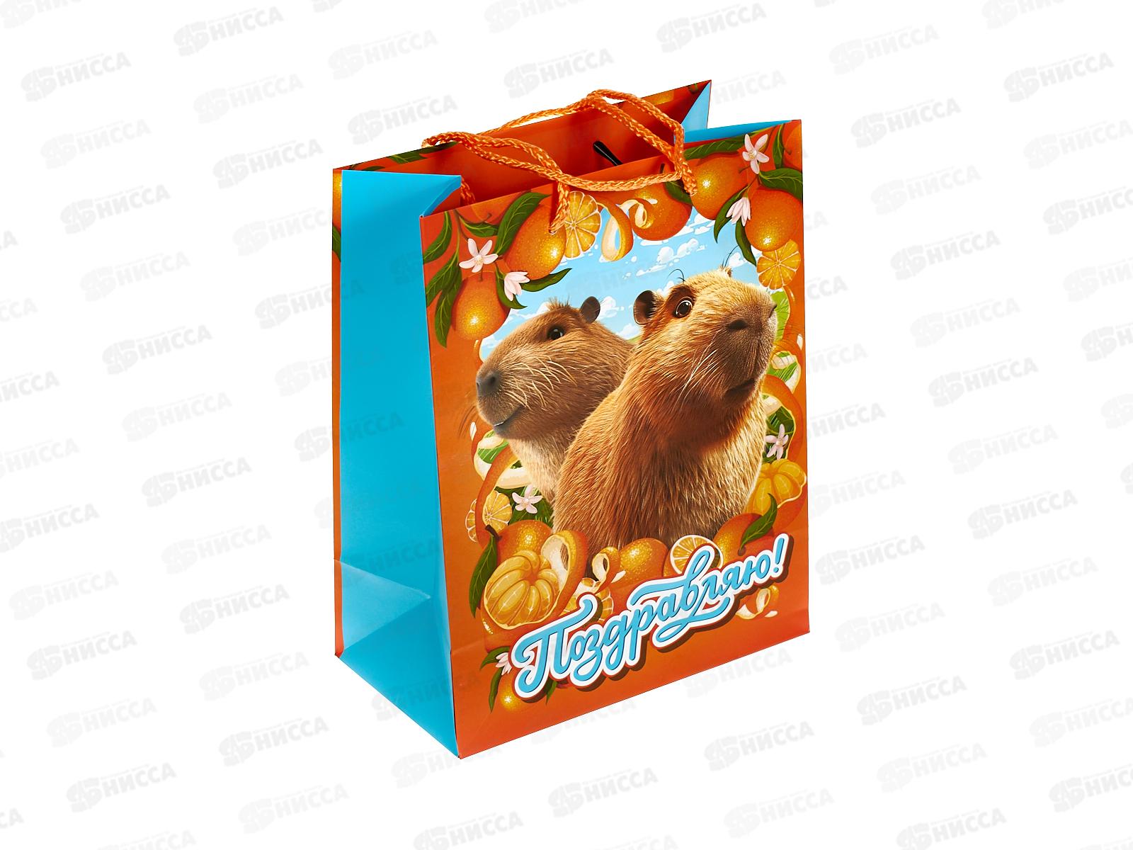 Пакет подарочный 18х23х10см m Матовый Капибара, PM-128832-КА *12