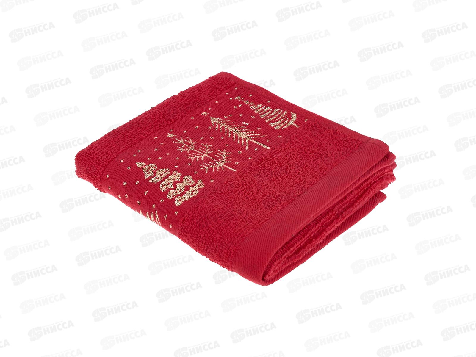 Полотенце махровое 30*60 +/- 2см Елки 04-063 красный