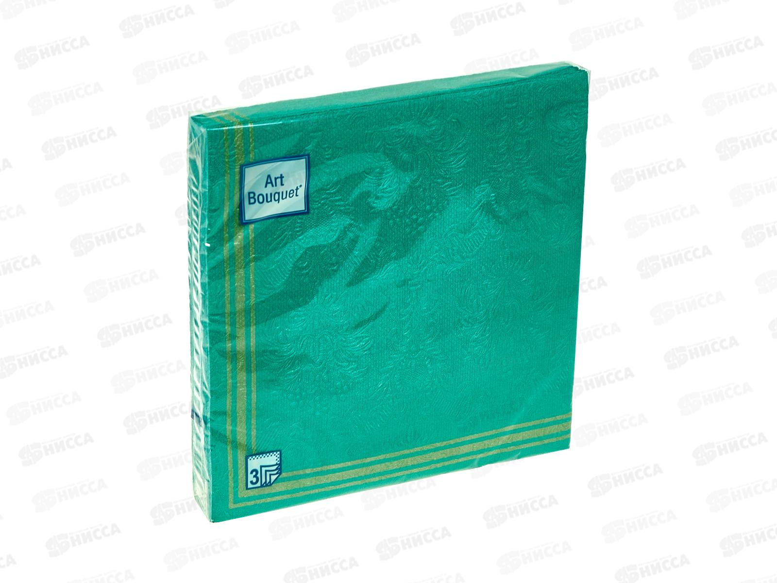 Салфетки 3 слойные 16 листов 33*33 Art Bouquet Барокко Рамка на зеленом,57501*12