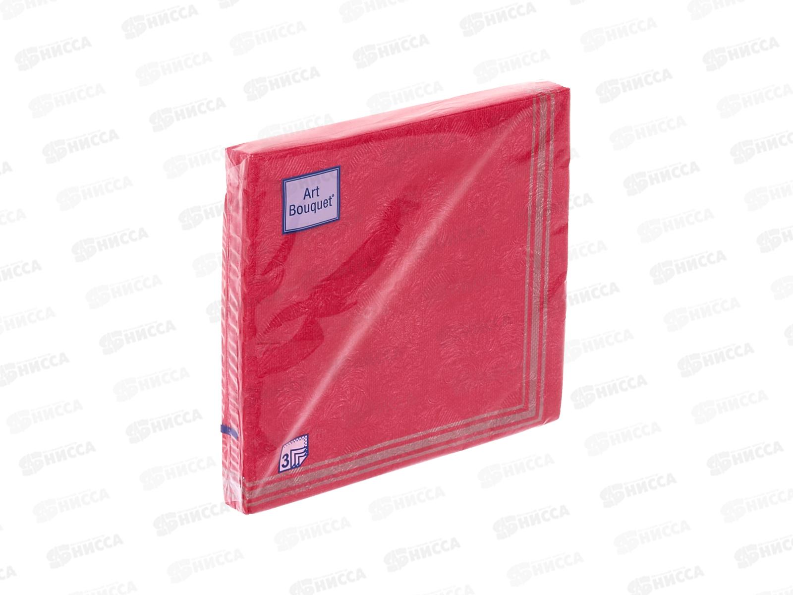 Салфетки 3 слойные 16 листов 33*33 Art Bouquet Барокко Рамка на красном,57503*12