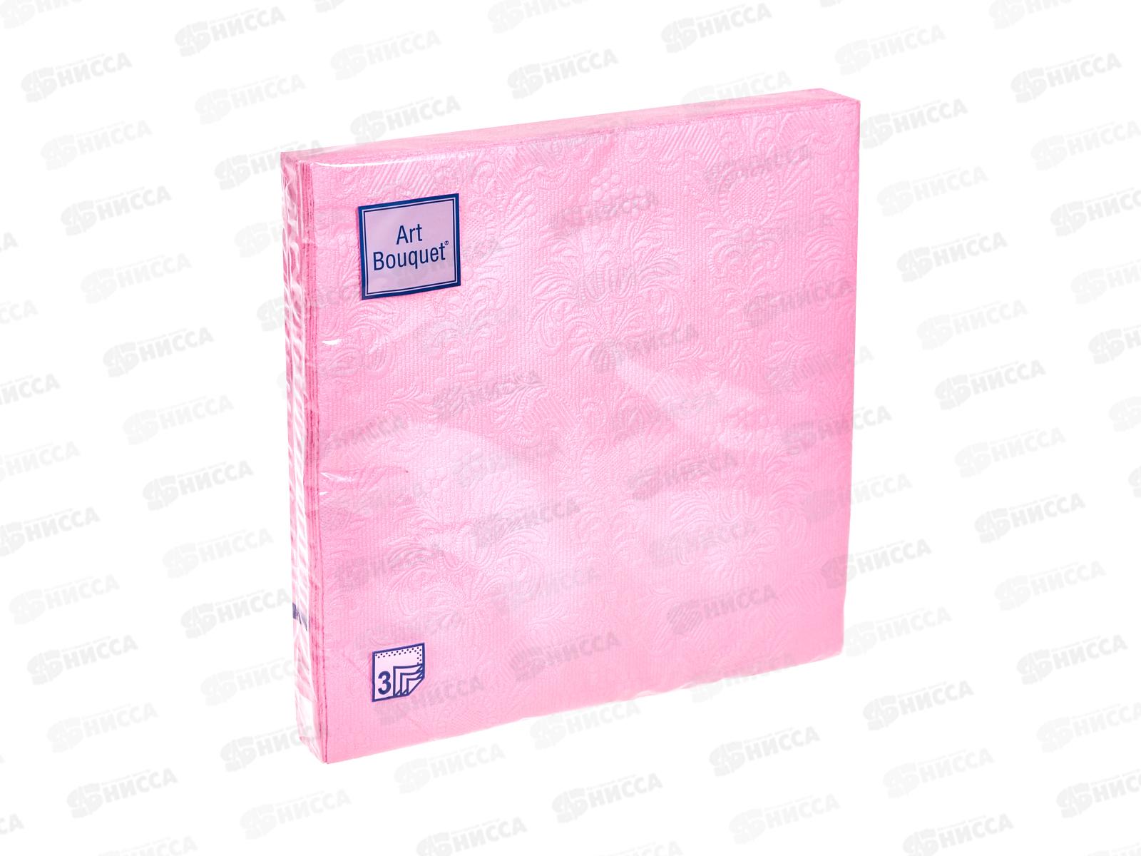 Салфетки 3 слойные 16 листов 33*33 Art Bouquet Барокко Светло-розовый,57236*12