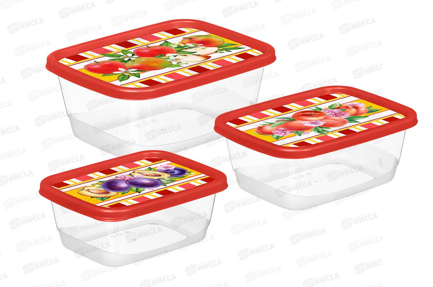 Контейнер набор 3шт &quotСицилия&quot прямоуг красный 223136006/04