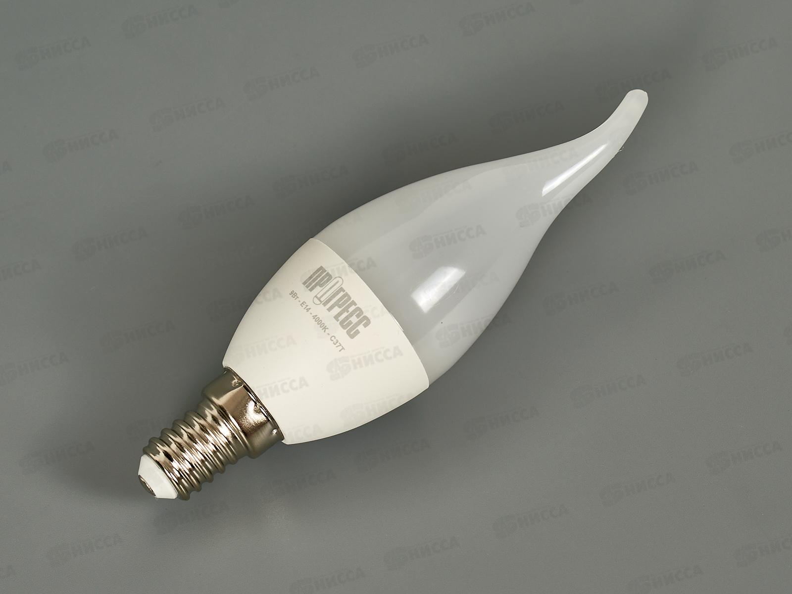 Лампа светодиодная Прогресс Standard  9Вт E14 C37T 4000К-белый свет *10/100