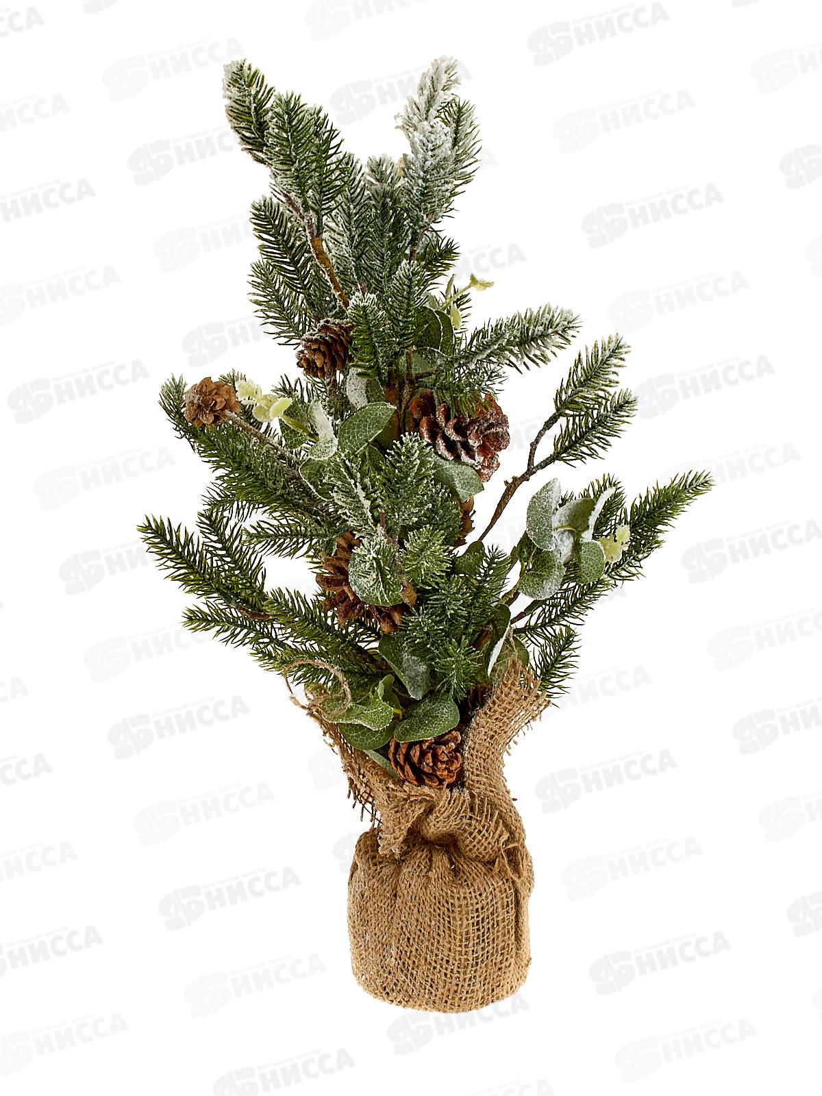 Ель декоративная Зимняя, заснеженная, с шишками, WHRL01, 23х50см АТМ