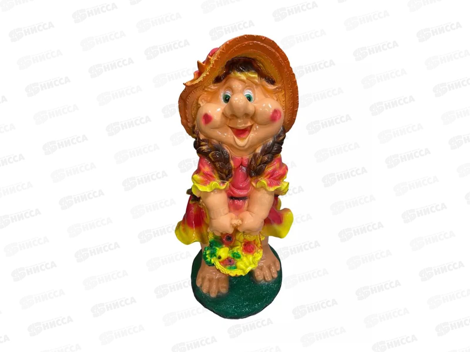 Фигура садовая из гипса &quotДевочка-Гном с корзинкой большая&quot (520*260мм) арт.127