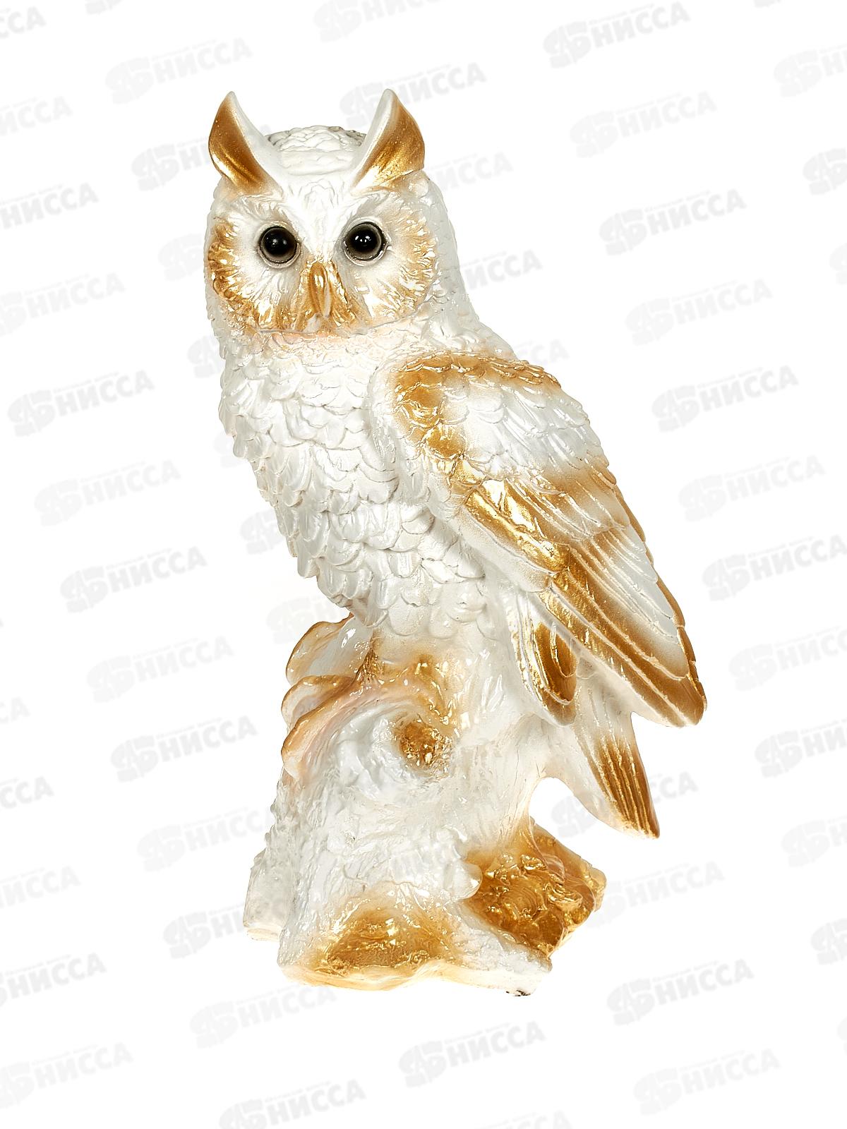 Копилка "Филин на бревне бело-золотой" (400*190мм) арт.399