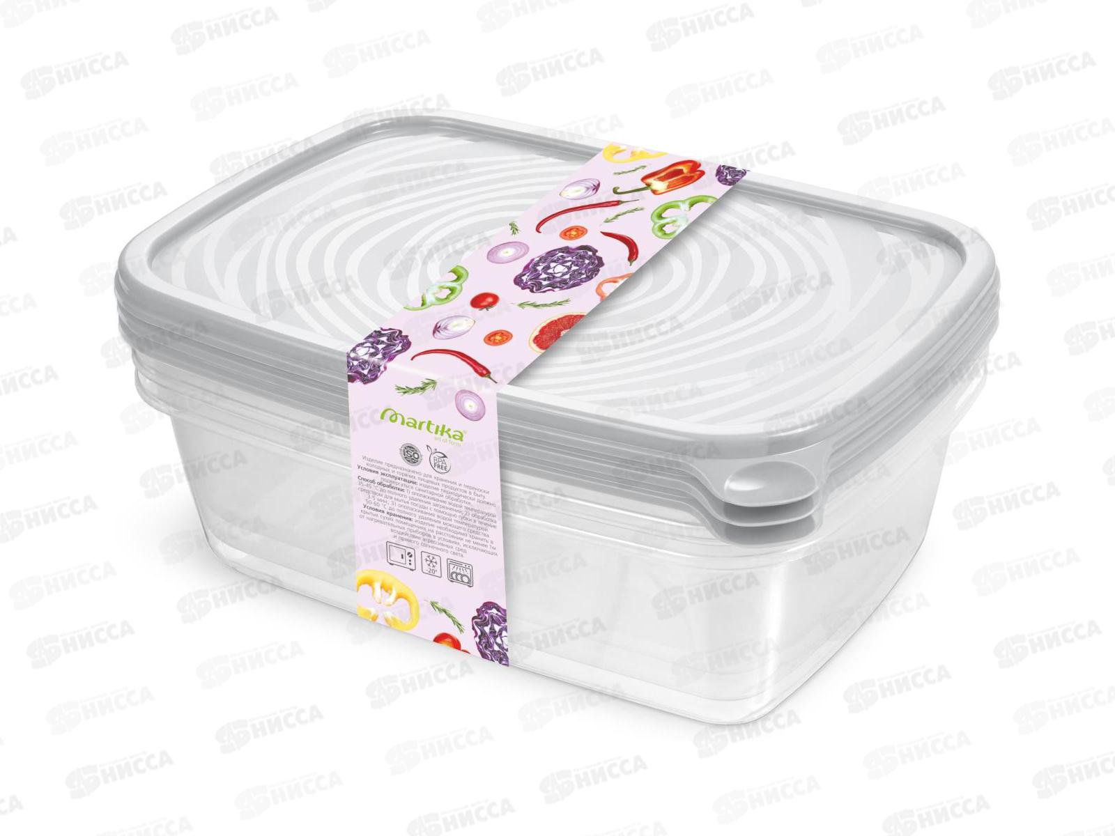 Контейнер Романо прямоугольн набор 1,6л 3шт С858СЕР светло-серый