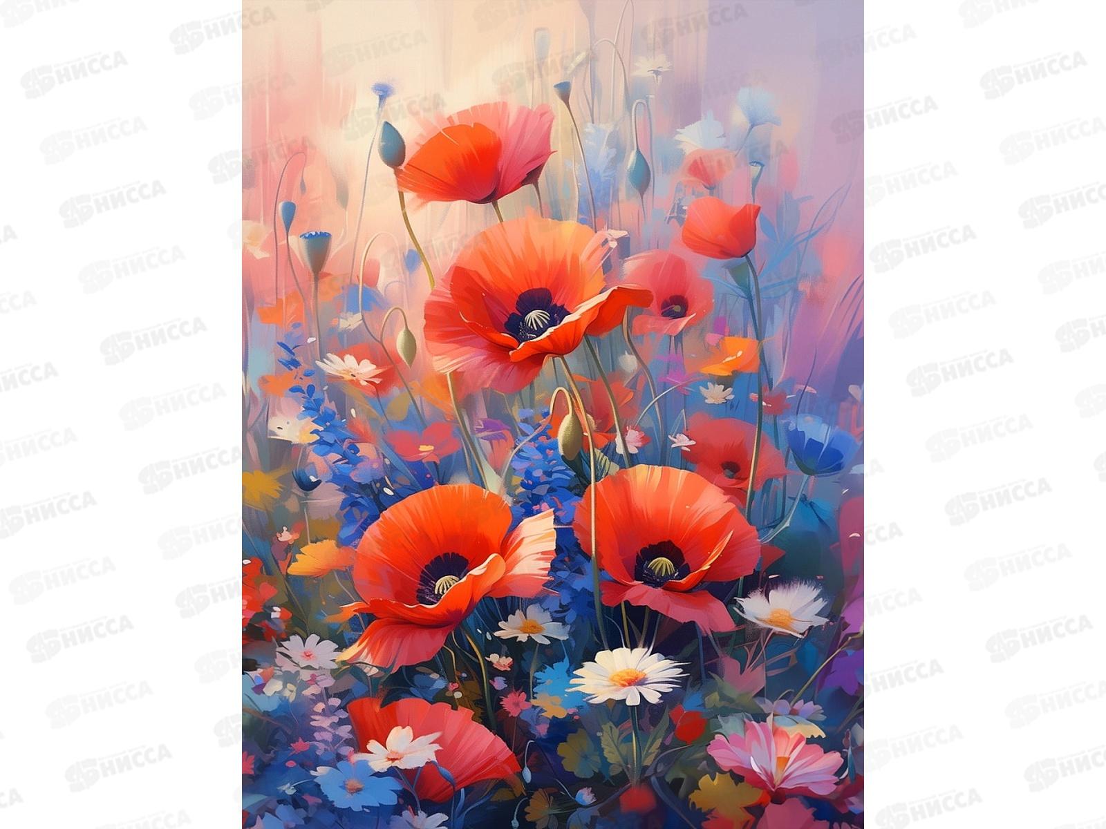 Холст с красками 30х40см Ароматные маки, Х-5198