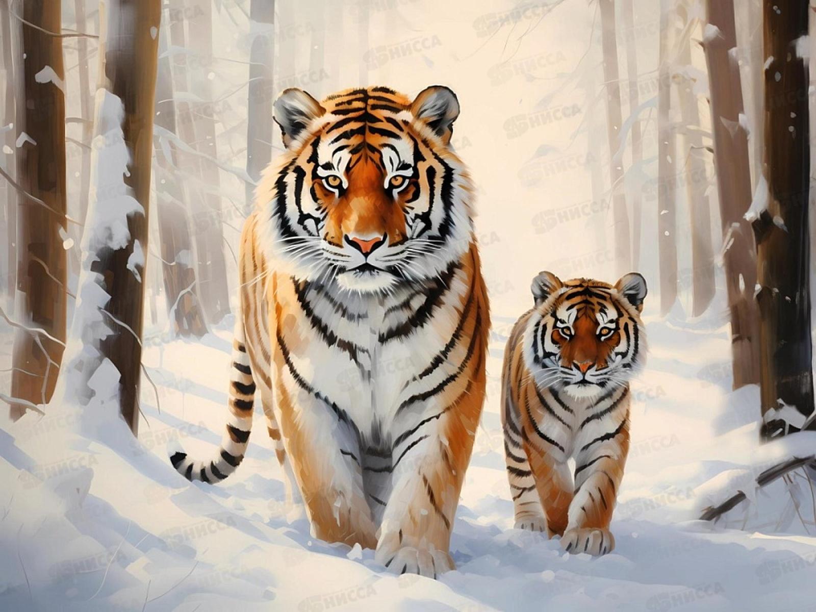 Алмаз. мозаика (класс.) 30х40см Хищники на охоте, НД-6343 без подр.