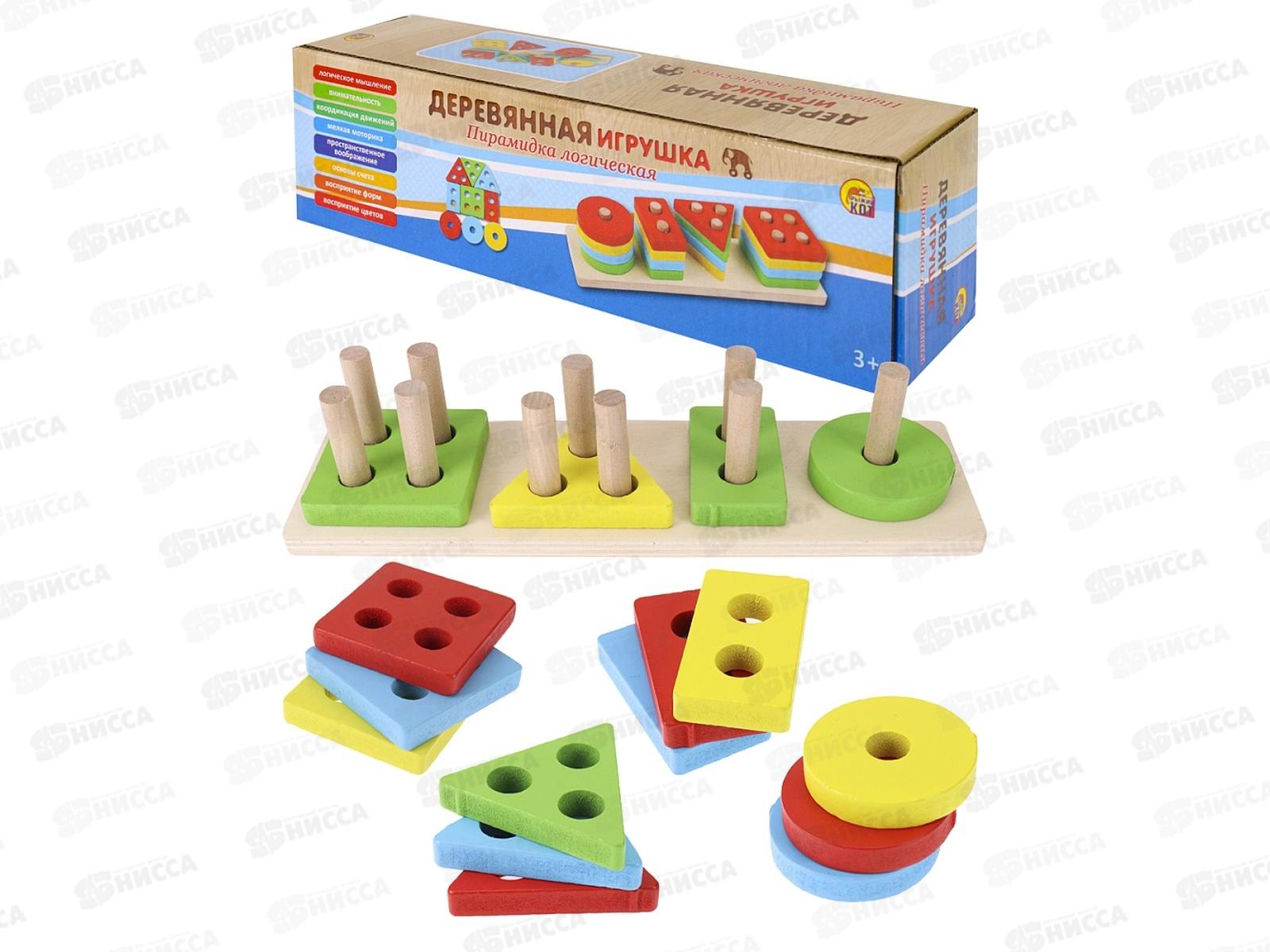 Деревянная игрушка. Пирамидка &quotФормы и счет&quot, ИД-2115 в коробке