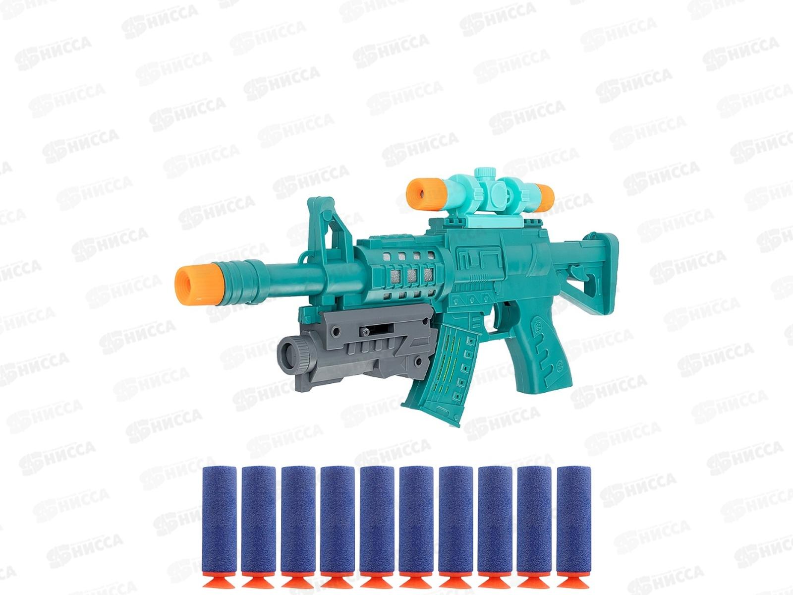 Автомат 3102370 (35х3,5х16см) 10 софт-патронов, т-зеленый, в пакете