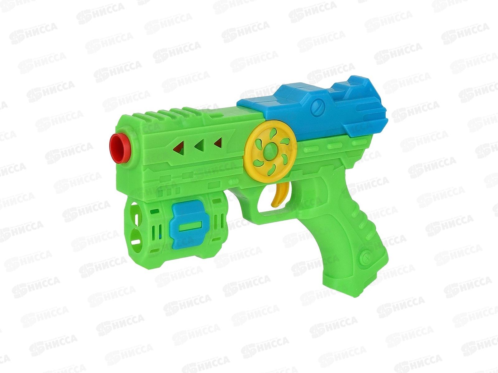 Пистолет 3104095, 3 софт-патрона, зеленый, в пакете