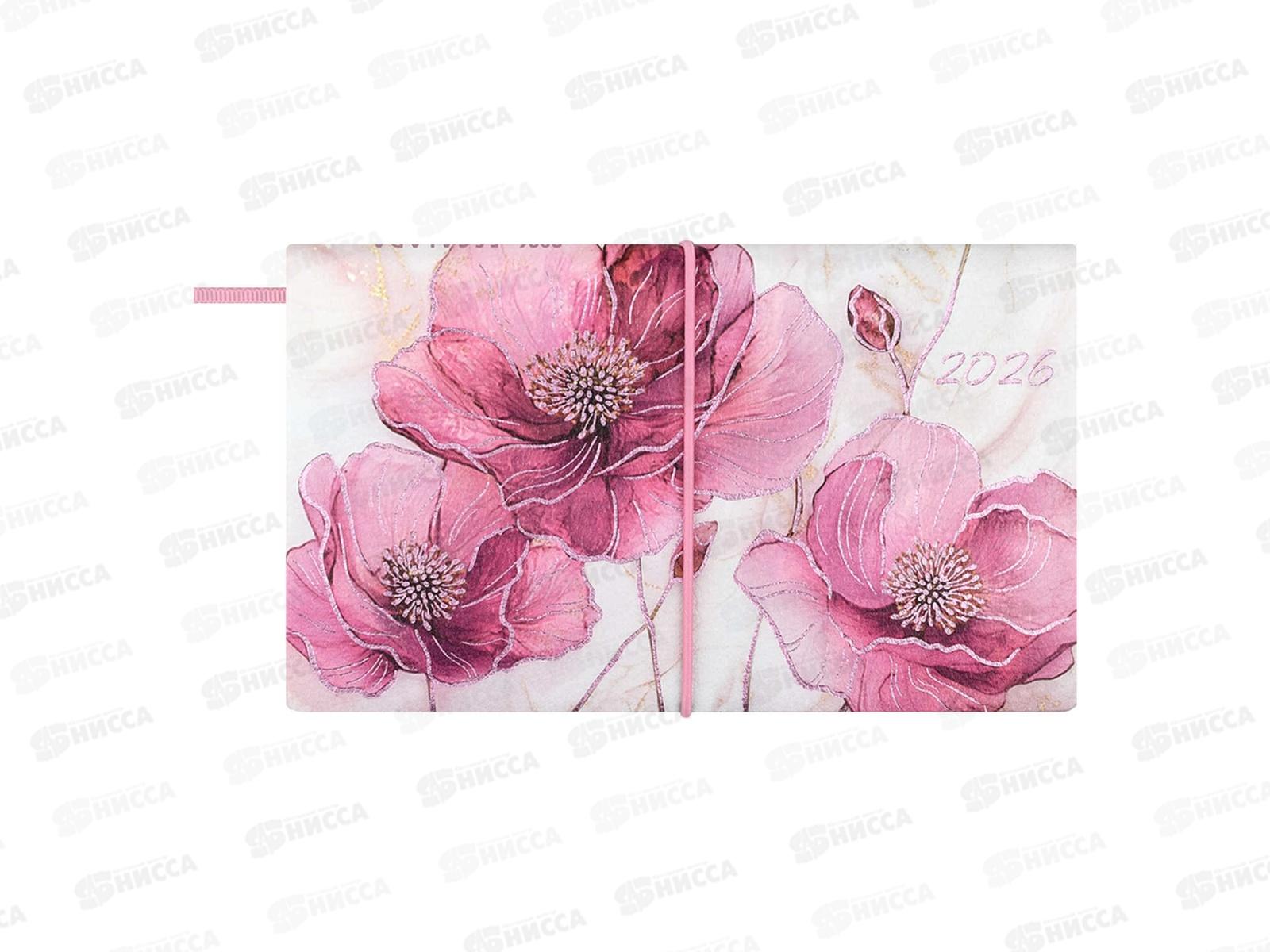 Еженедельник 2026 ФЕН ESCALADA Розовые маки 64л., 70389 *20