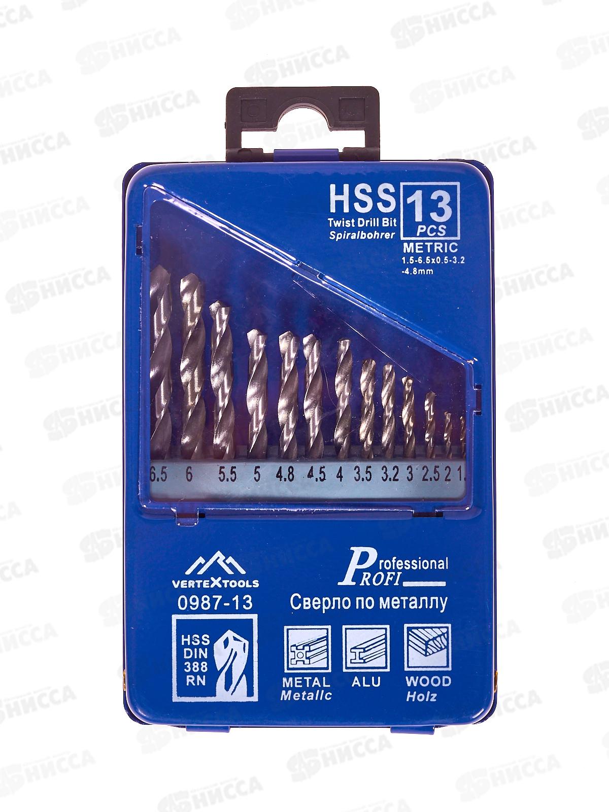 Набор Сверл HSS 13 предметов От 1.5 До 6.5мм, 0987-13