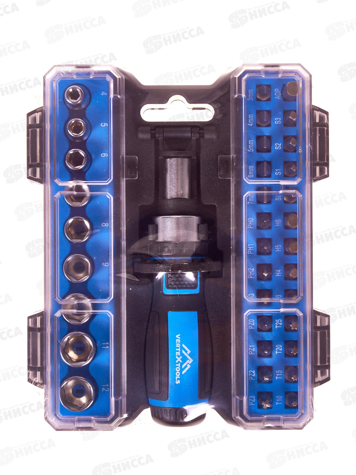Набор Бит Vertextools 36 предметов, держатель реверсивный, головки, 0033-36   *6