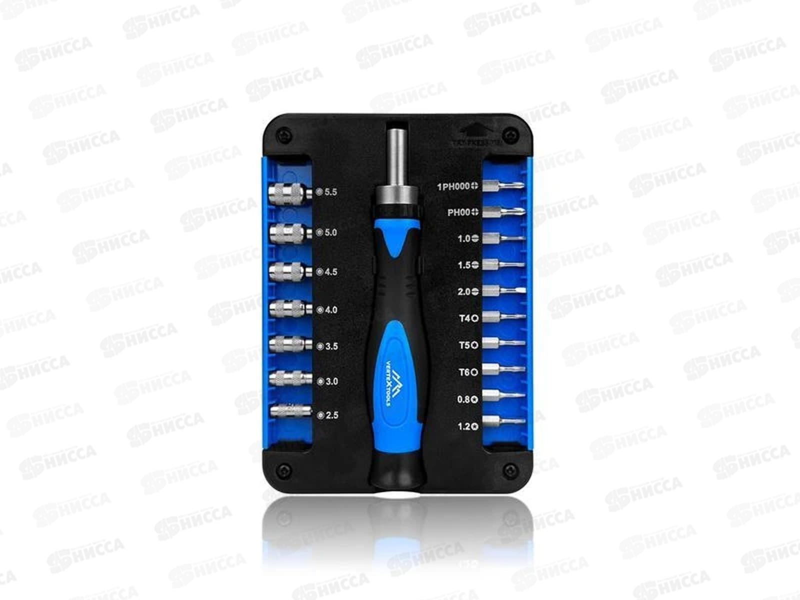 Набор Бит Vertextools прецизионных 18 предметов, держатель реверсивный, 0033-18  *6