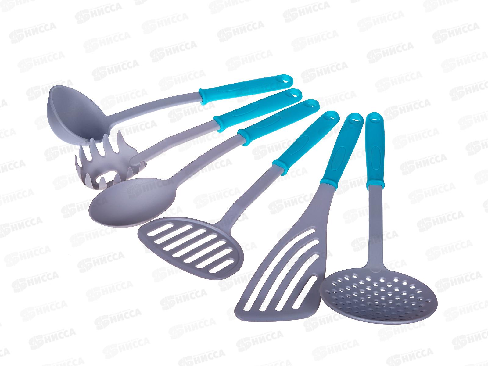 Набор кухонный 6шт серый-бирюзовый КН-1 117090 без подставки