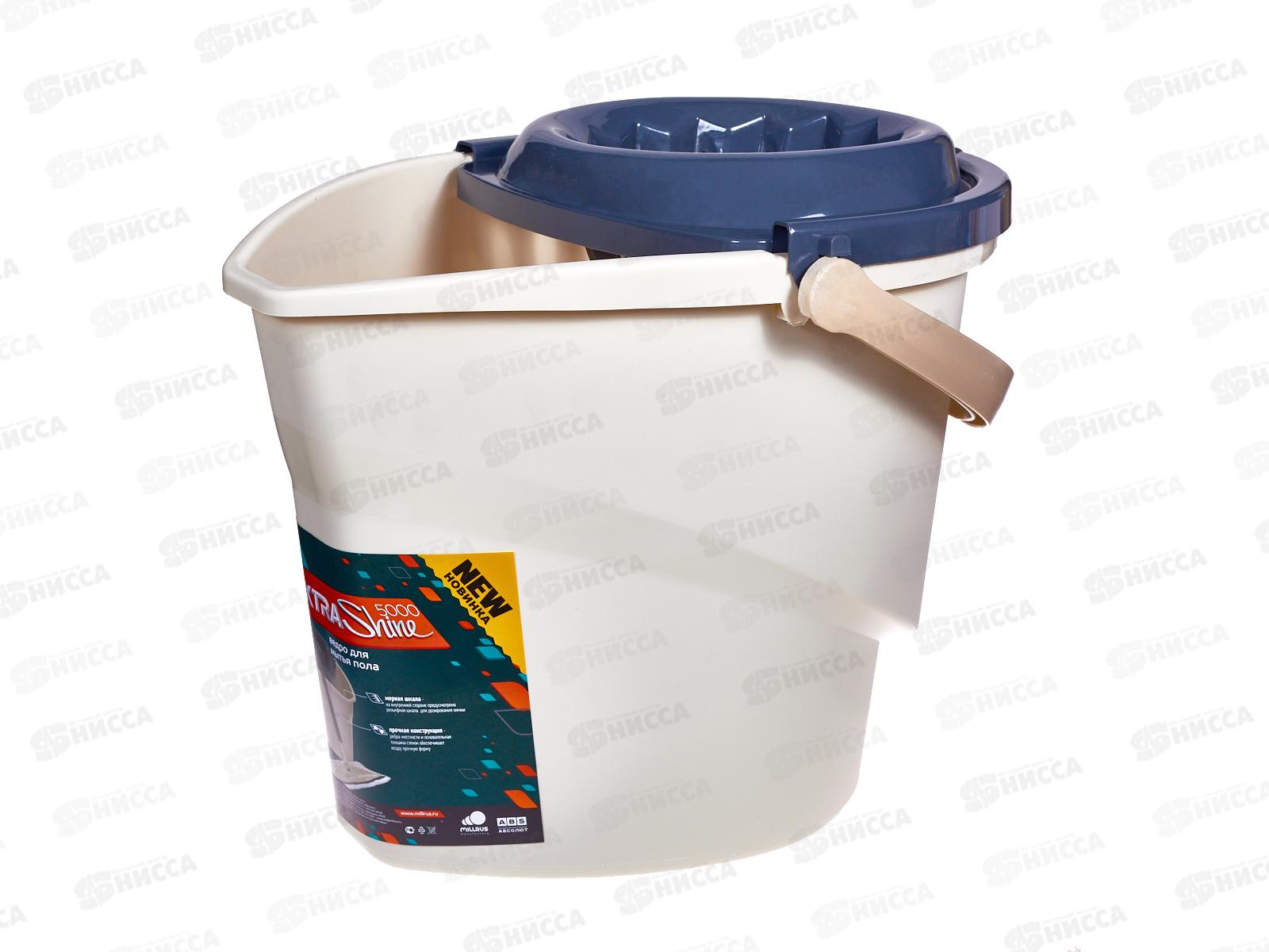 Ведро для мытья пола EXTRA-Shine 5000, 12л с корзиной для отжима швабры МОП, 400-503 *6