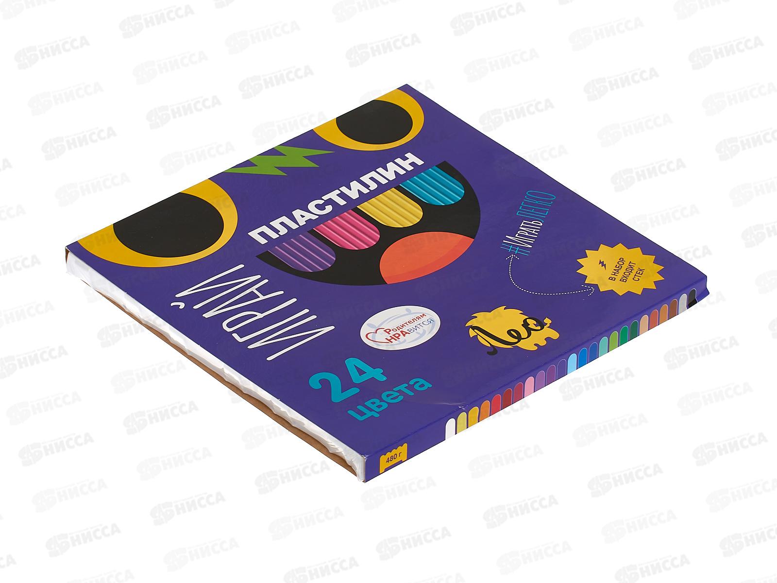 Пластилин 24цв 480г &quotЛео&quot Играй, классический, к/у,  LPMC-0124