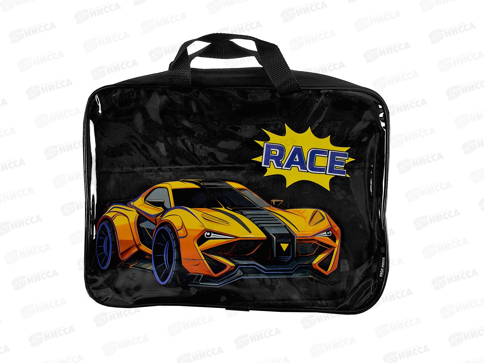 Папка на молнии ПП А4 Желтое спортивное авто, с ручками, П-1444