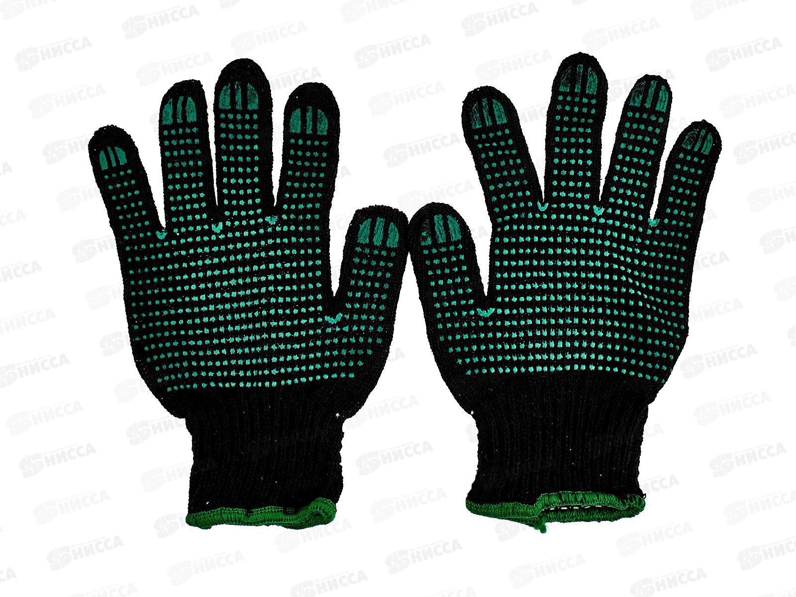 Перчатки хлопчатобумажные с ПВХ точка черные 7н 7кл дв/овер *10/200