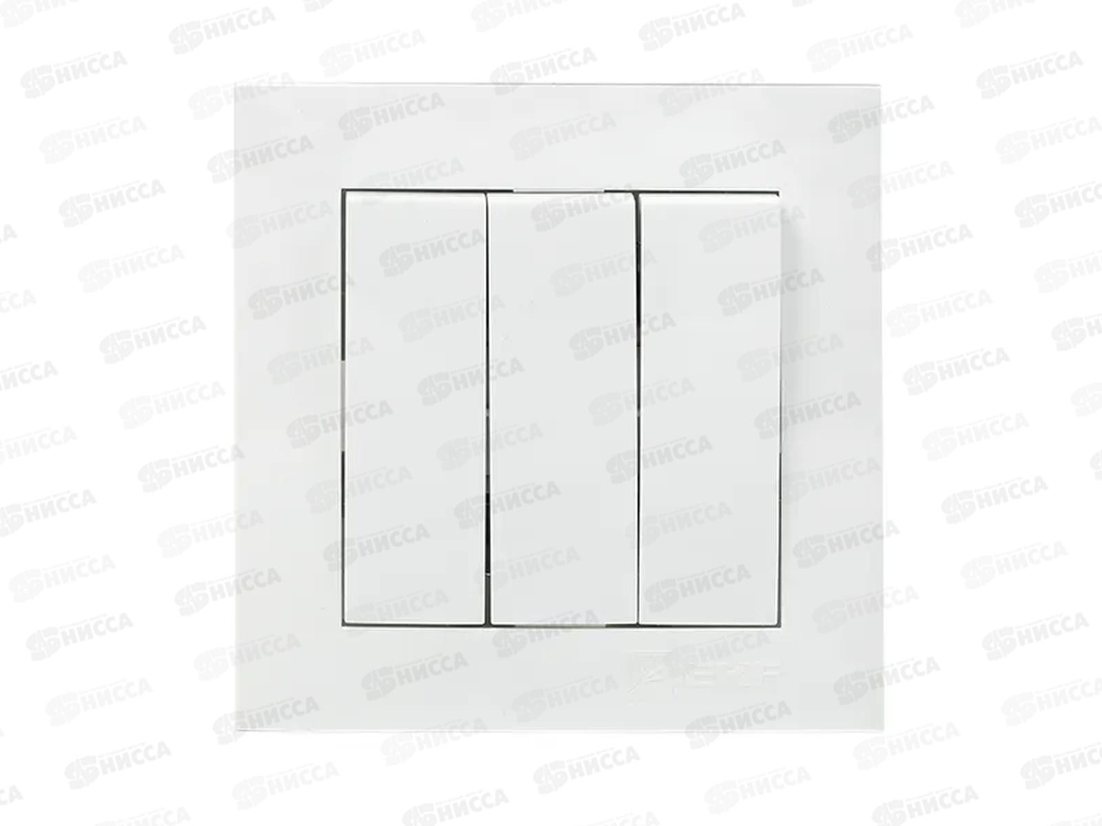 Выключатель EKF Валенсия 3-клавишный скрытой установки, 10А белый *10/120