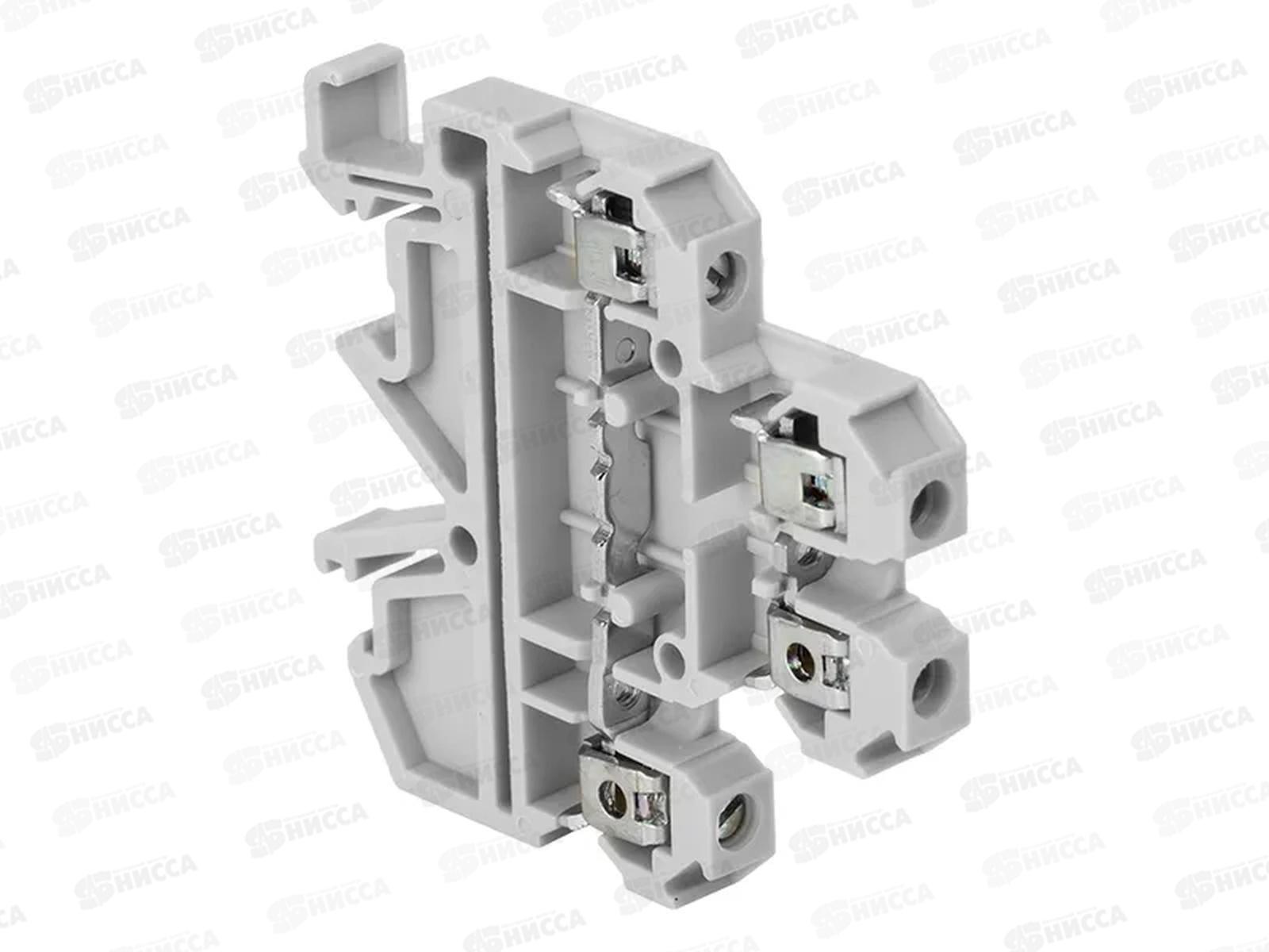 Клемма винтовая двухуровневая JXB 4кв.мм  4 вывода, серая
