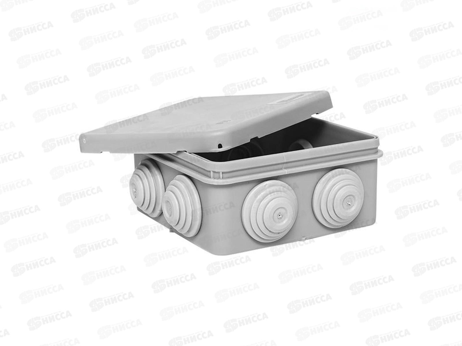 Коробка распределительная КМР-030-031 с крышкой 85*85*40мм для прямого монтажа  8 вводов, серая, IP55  *100