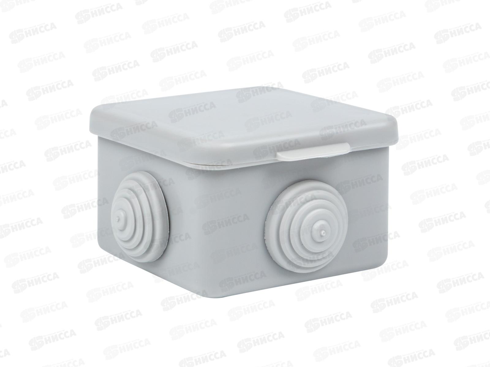 Коробка распределительная КМР-030-036 с крышкой пылевлагозащитная 65*65*50мм  4 ввода, серая  *150