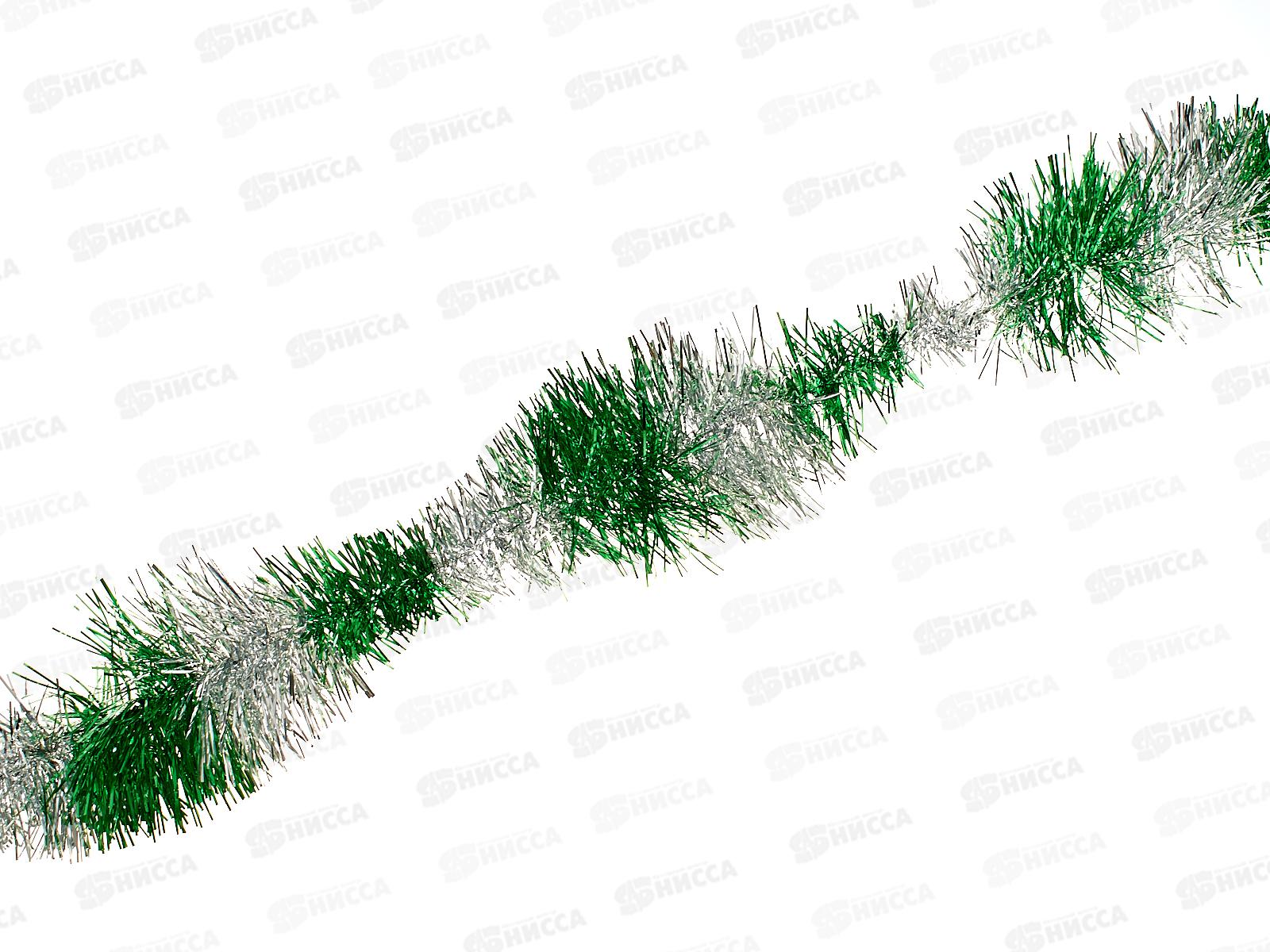 Мишура 002015 парабола разноцв 9см х 2м зеленый/серебро, AL-3328 *400