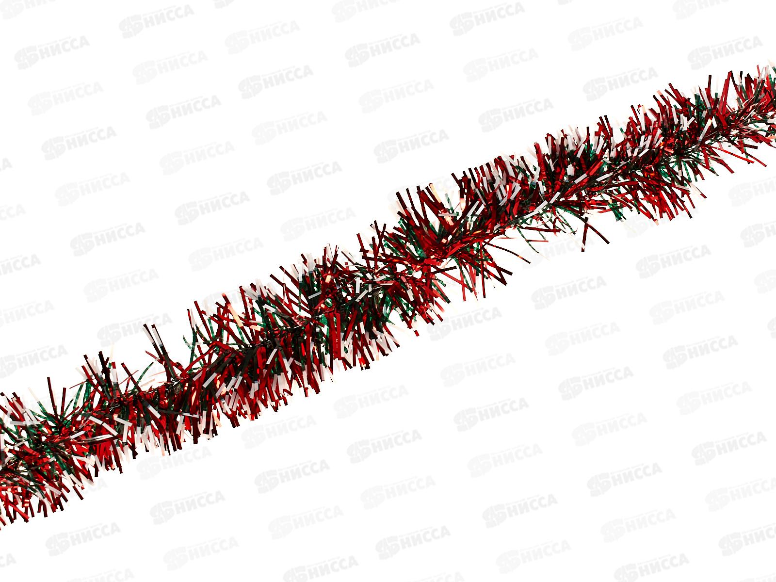Мишура 002015змейка с белыми кон. 5см х 2м.красно-белый AL-3343,*800