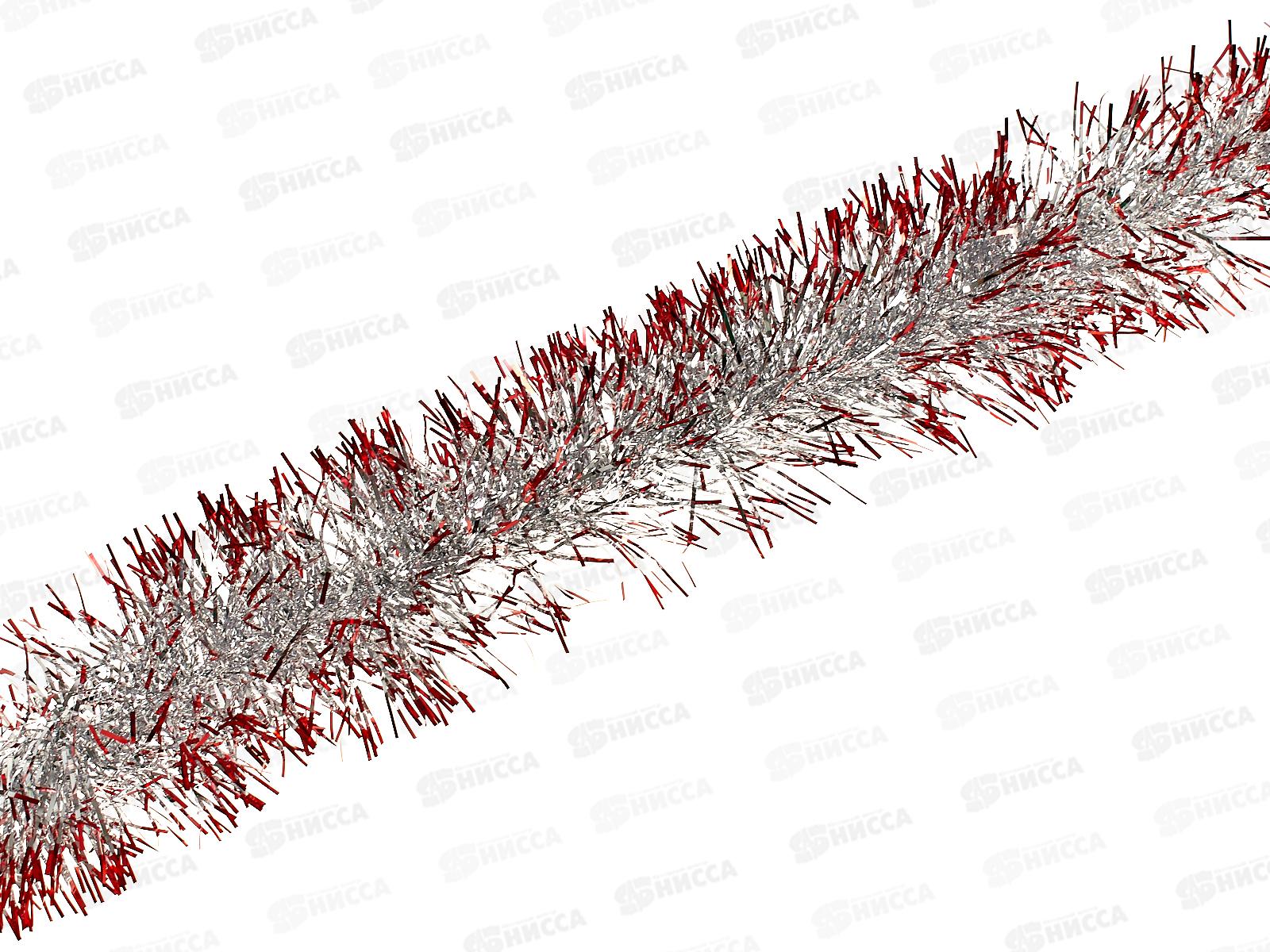 Мишура, 10см. х 2м., AL-3362 красный/серебро *300