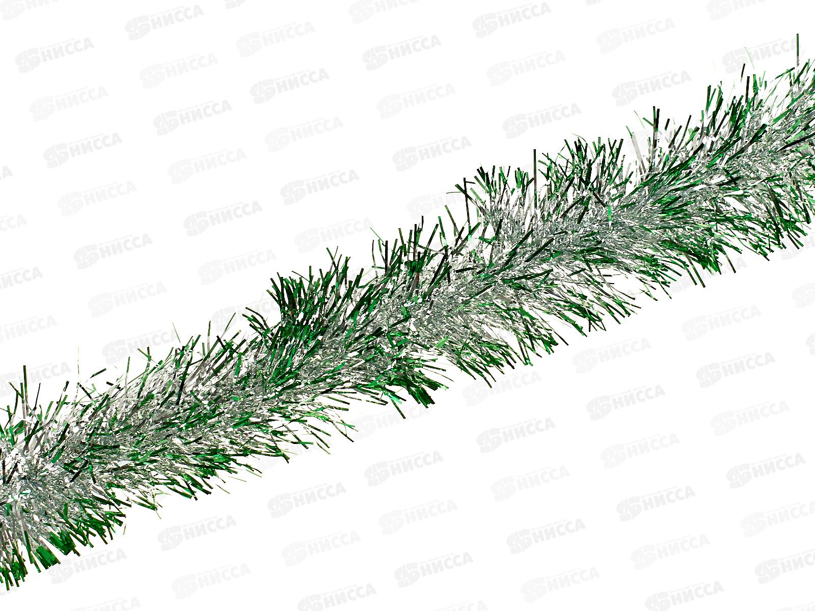 Мишура, 10см. х 2м., AL-3362 зеленый/серебро *300