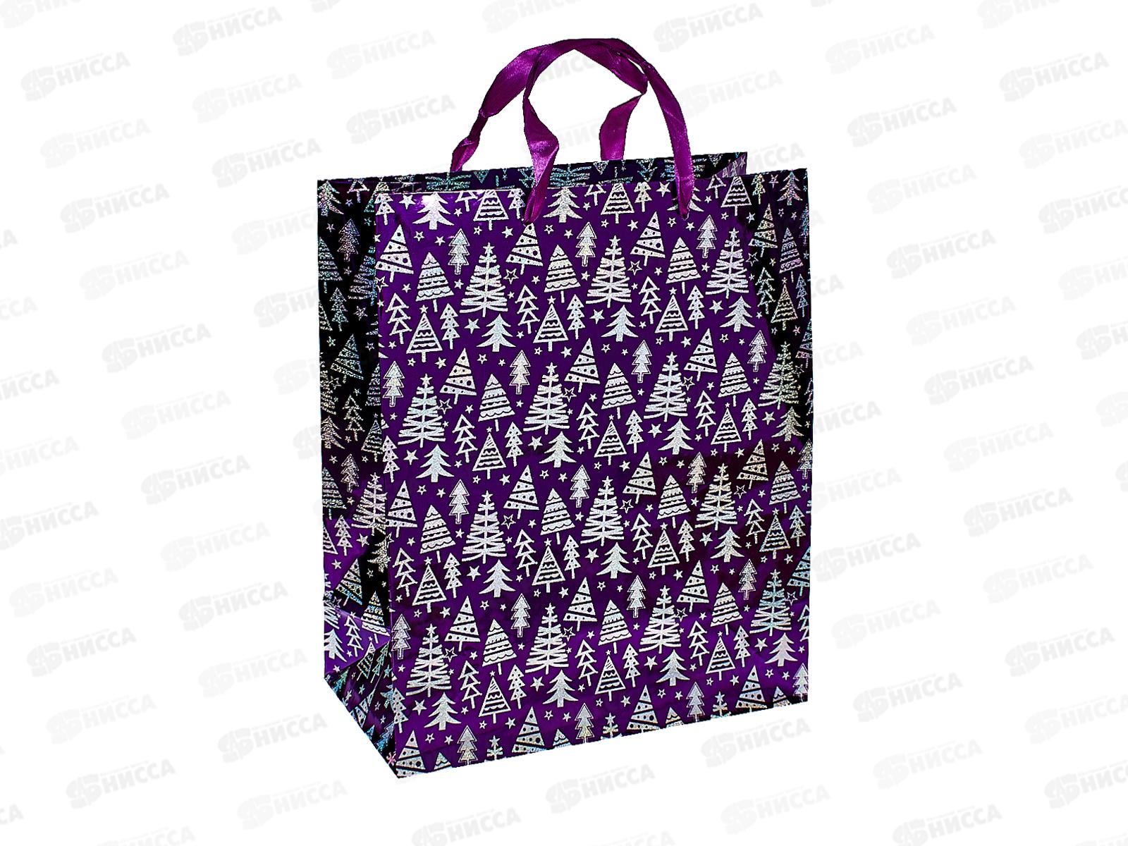 Пакет подарочный г/ф 26*32 фиолетовый Елочки Р725-9 *12