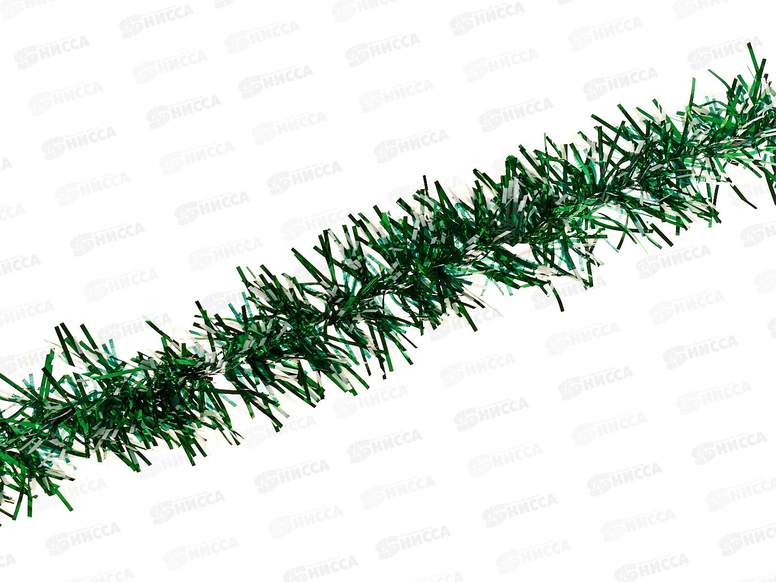 Мишура 002015 5см х 2м, AL-3154 светло-зеленый с белым концом*400