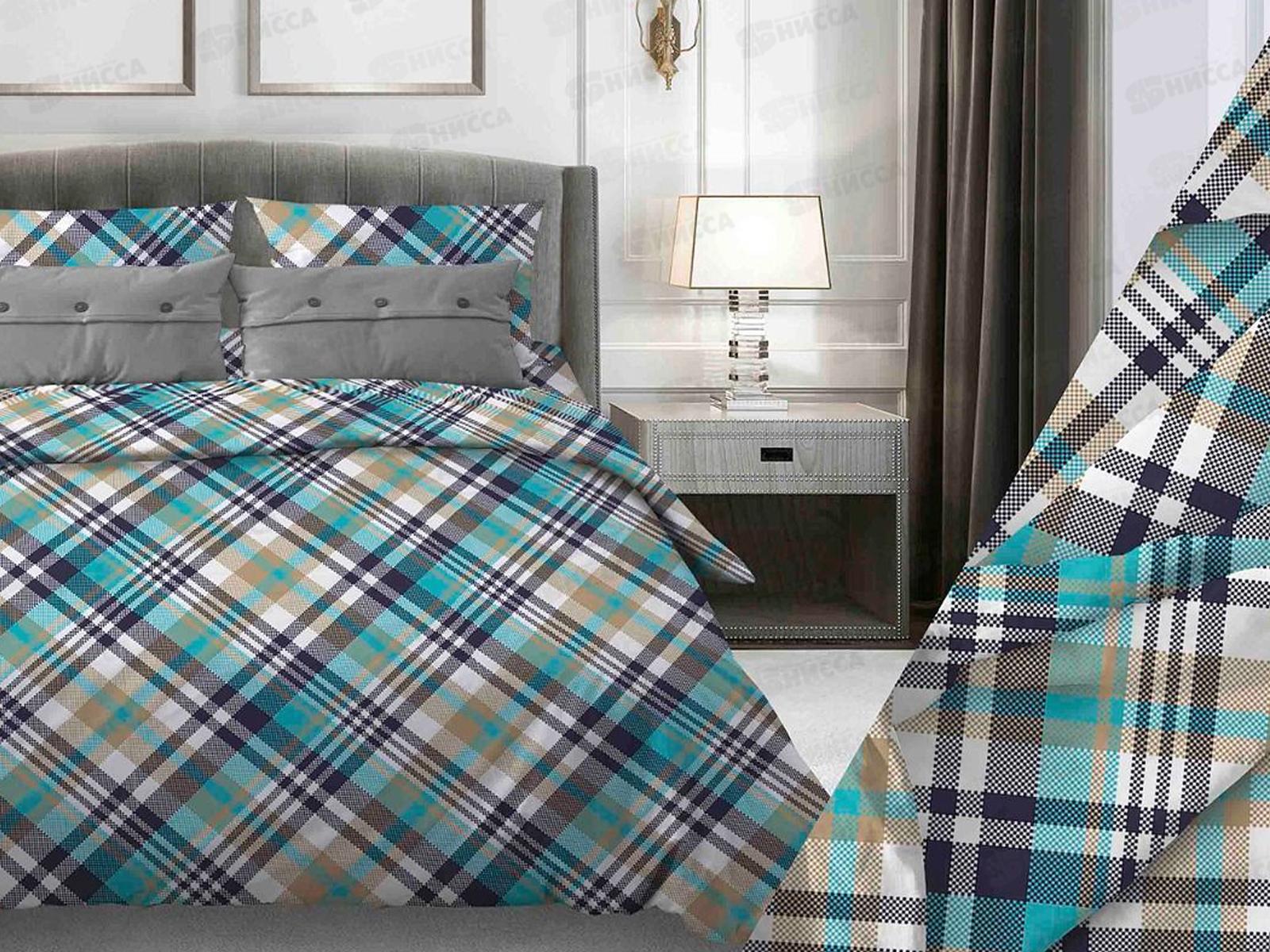 Комплект постельного белья 2,0сп бязь с европростыней №167 Лондон Бирюзовый