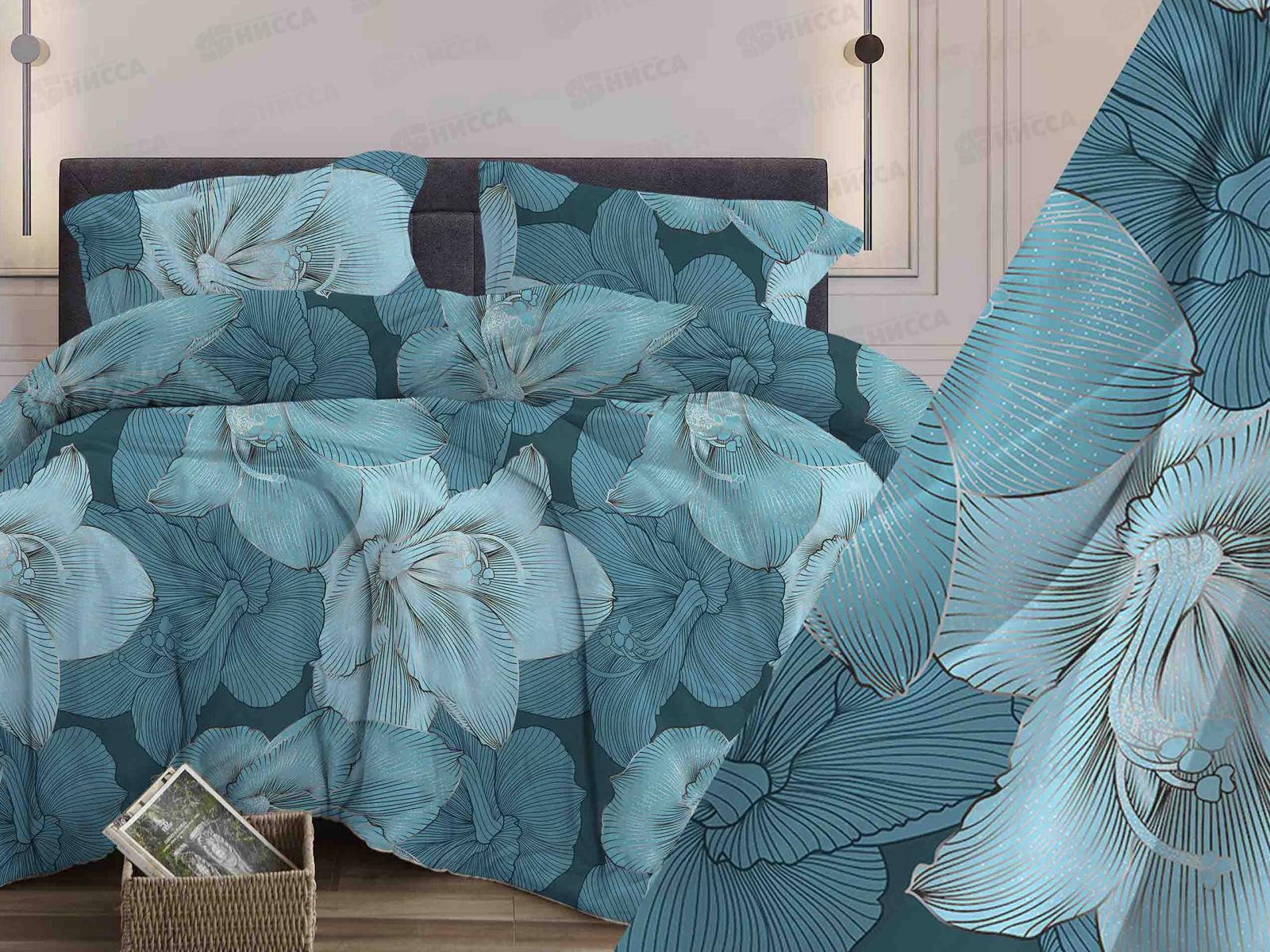 Комплект постельного белья 2,0сп бязь с европростыней №323 Богема Бирюзовый